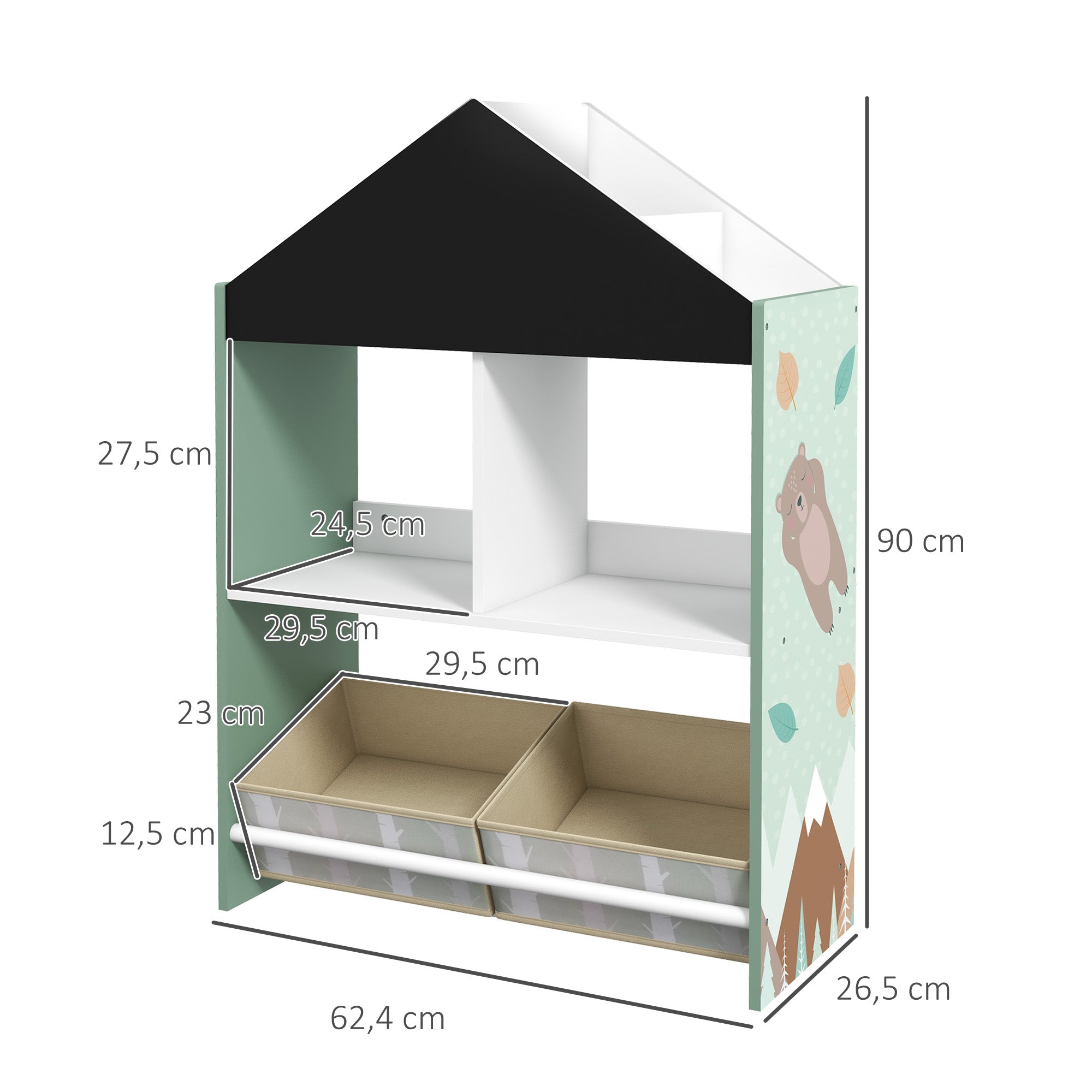 Estante Organizadora Infantil 62,4x26,5x90 cm Verde