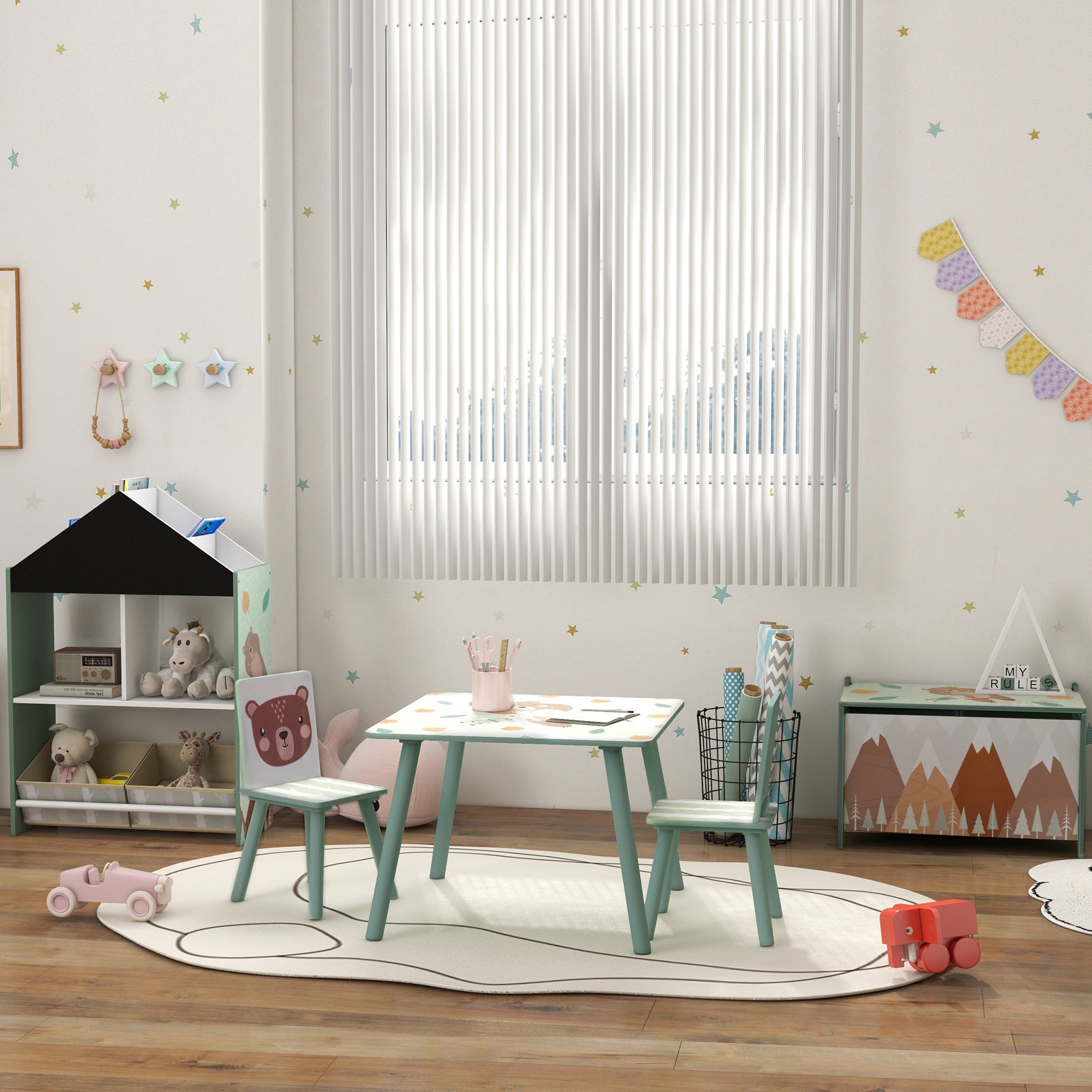 Estante Organizadora Infantil 62,4x26,5x90 cm Verde