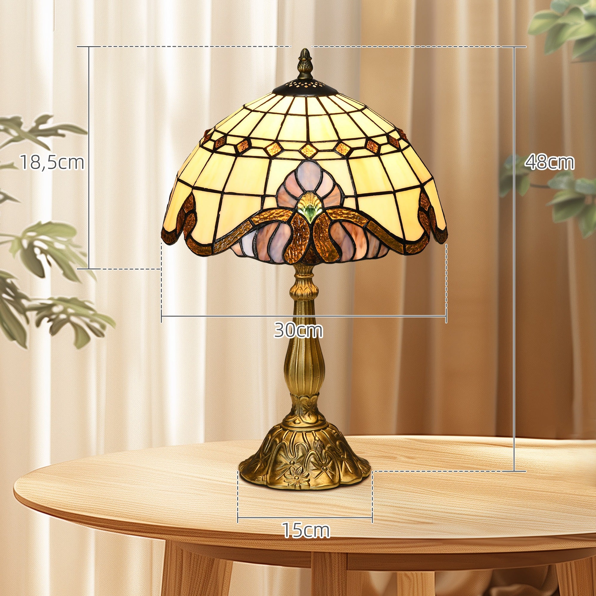Candeeiro de Mesa de Vitrais Coloridos Ø30x48 cm Multicor