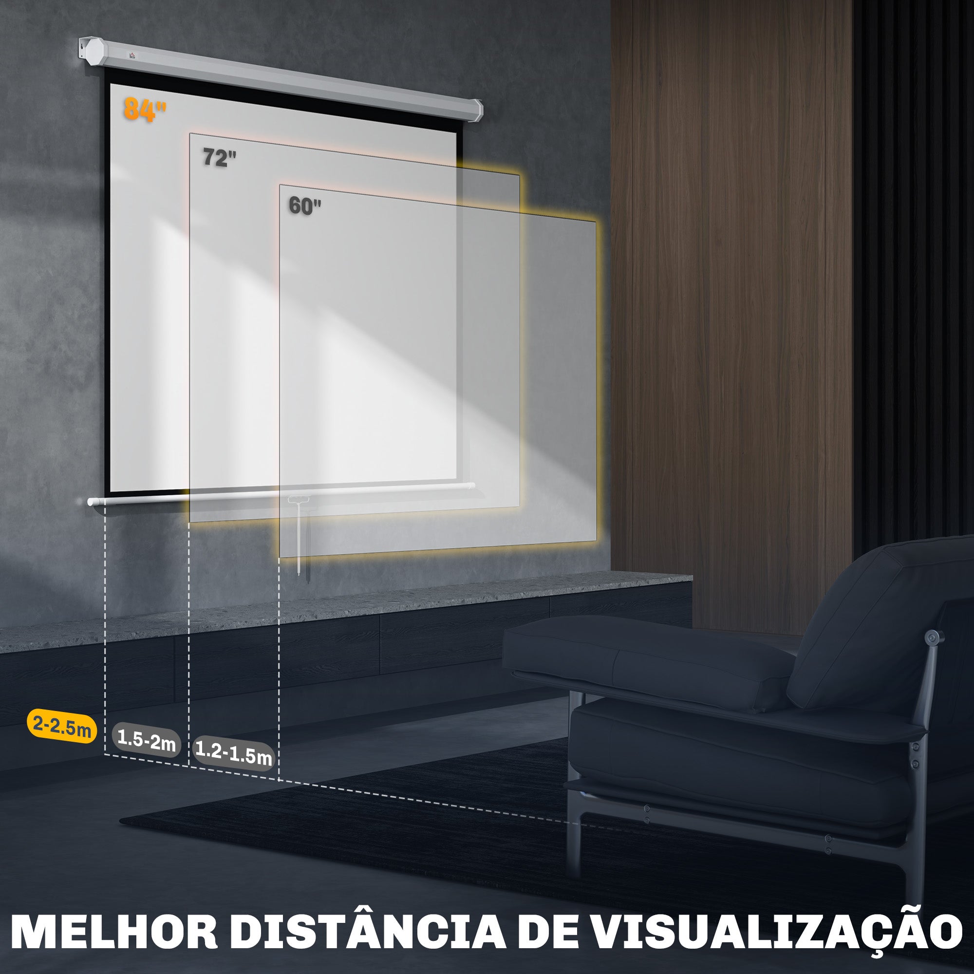 Tela de Projeção de 84 Polegadas 4:3 Branco - 181x8x138 cm