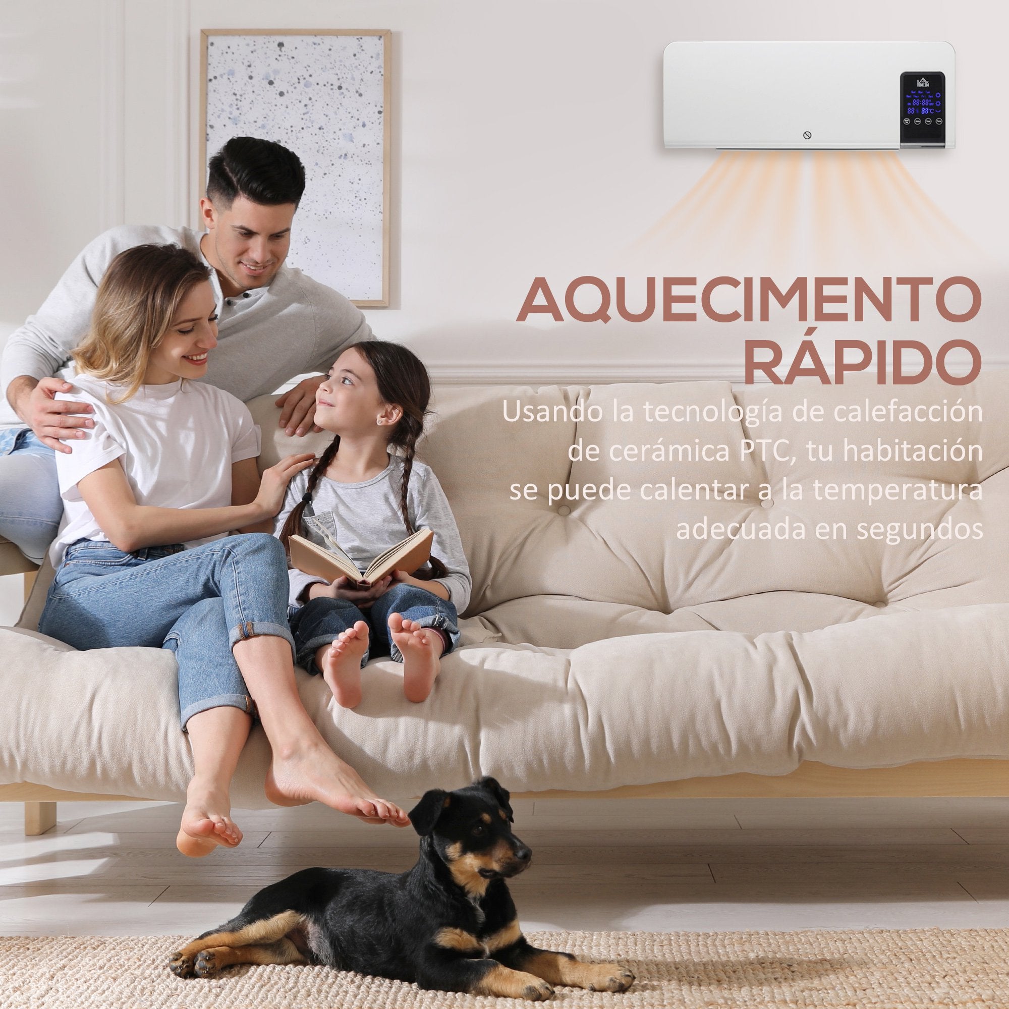 Aquecedor Elétrico de Parede 1000W/2000W Branco 54,5x12x21,5 cm