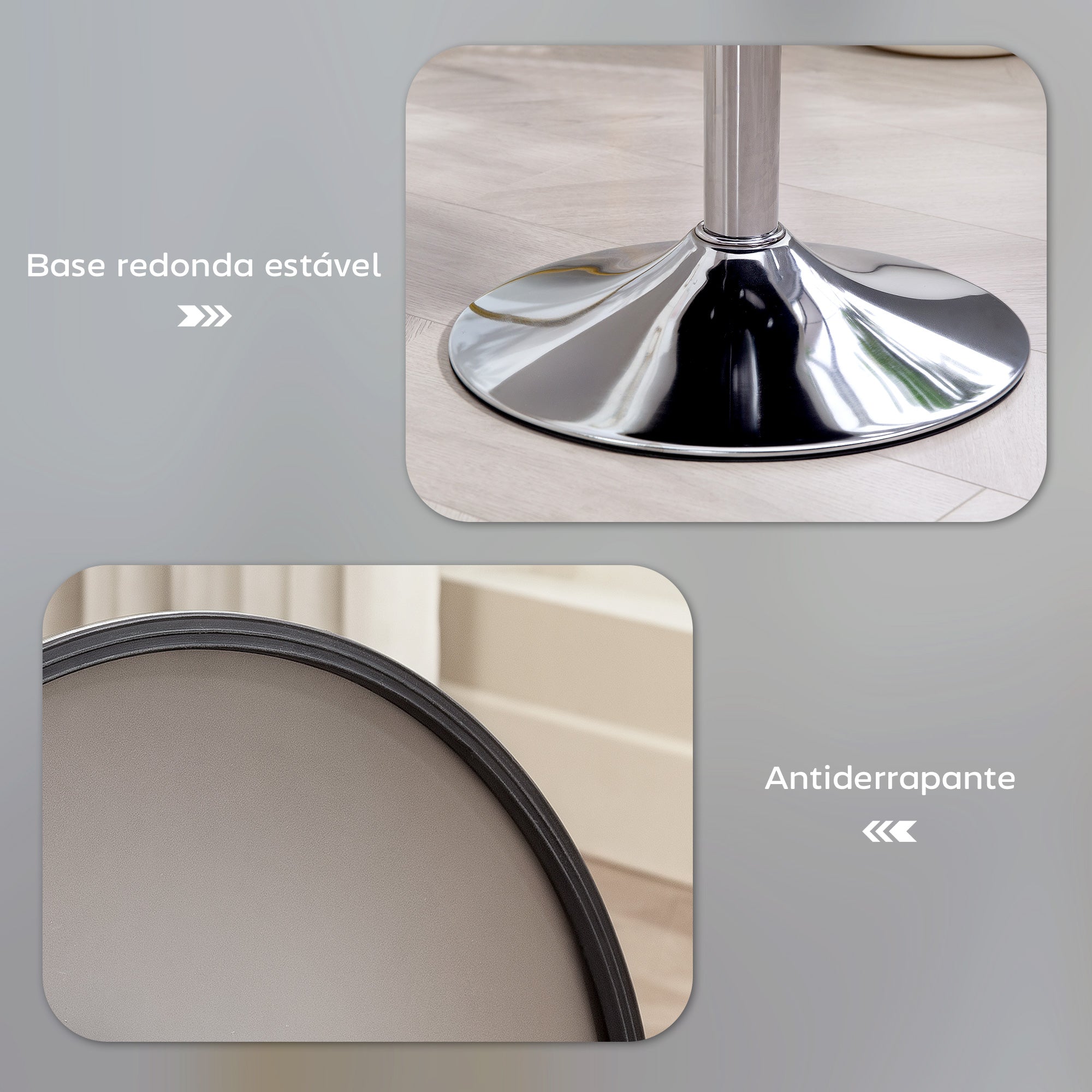 Banco de Bar Giratório em Veludo Cinzento Ø38x52-66 cm