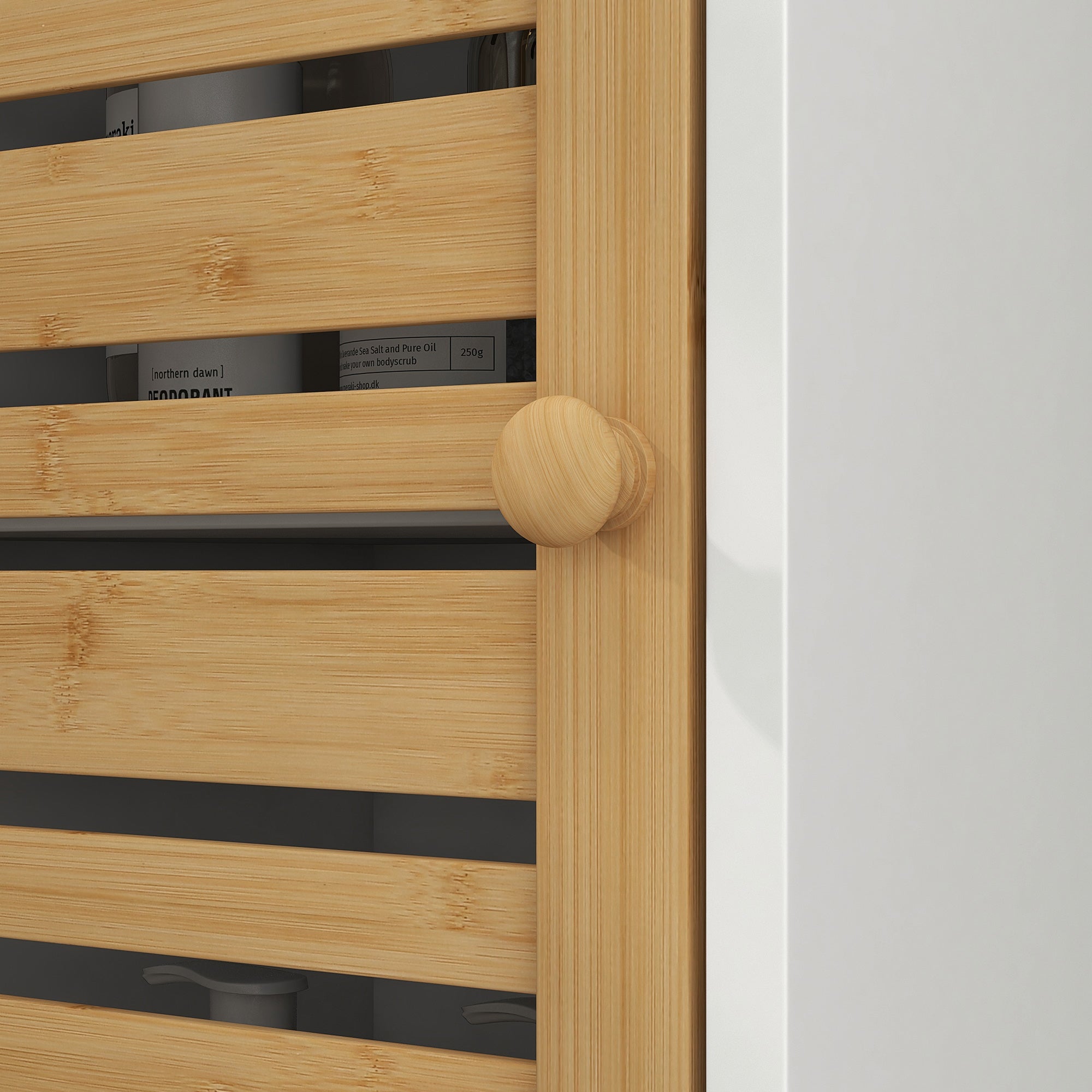 Coluna Casa de Banho Moderna com Prateleiras Ajustáveis 35x30x170 cm Branco e Madeira