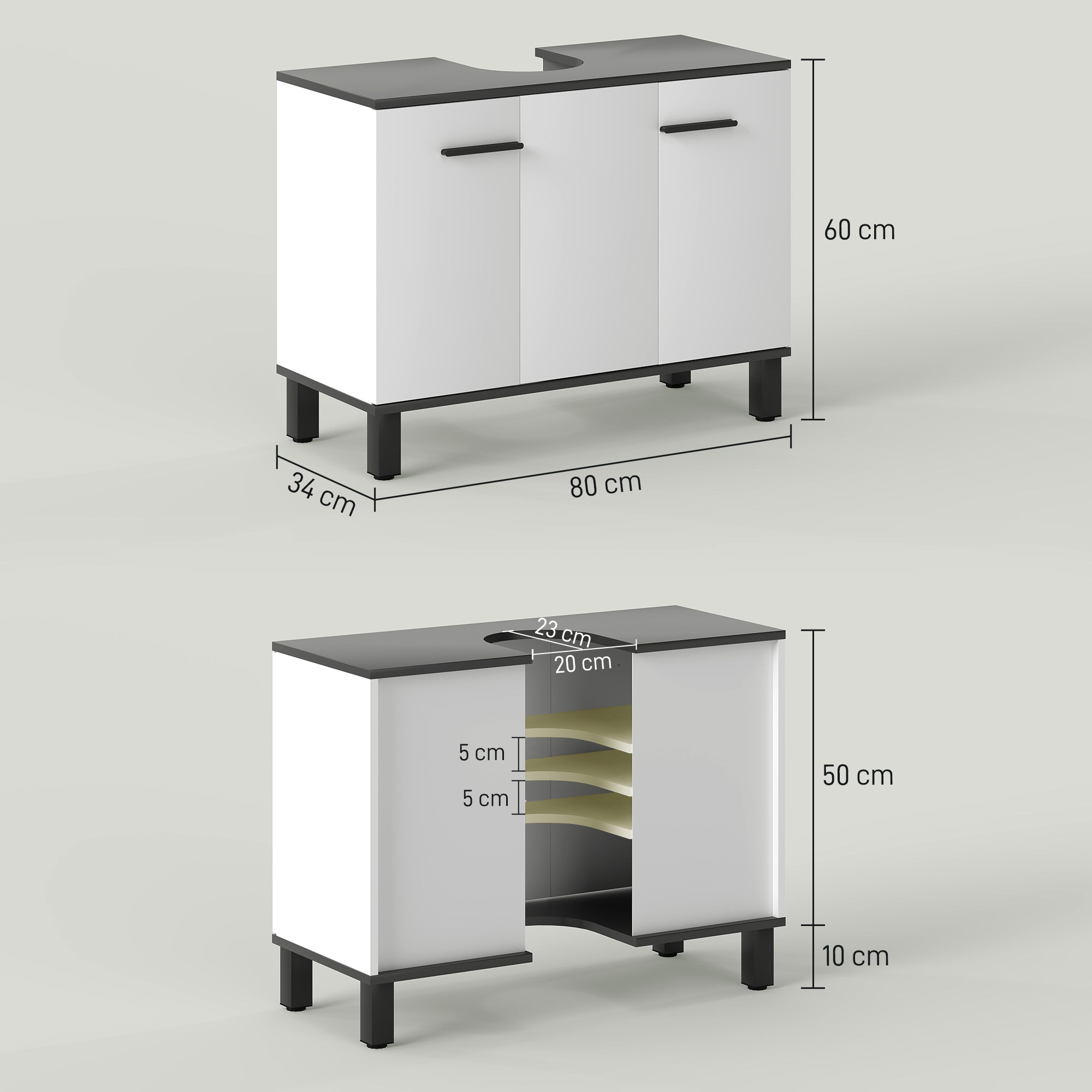 Móvel para Lavatório Branco 80x34x60 cm - Organização Inteligente para Casa de Banho