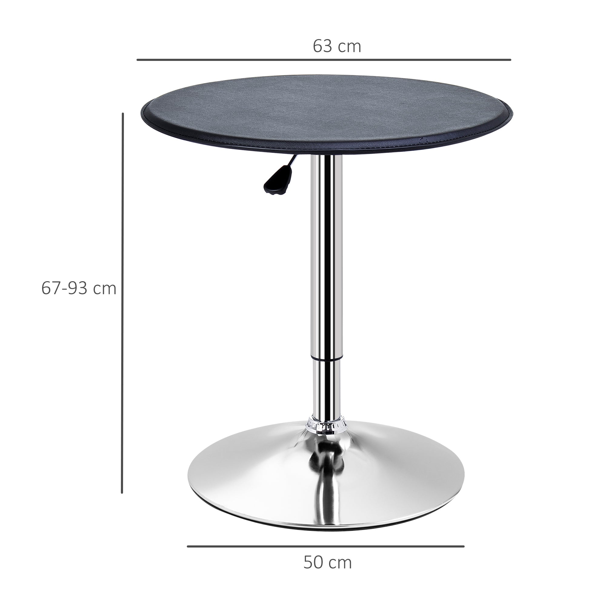 Mesa de Bar com Altura Ajustável Ø63x67-93 cm - Cor Preto