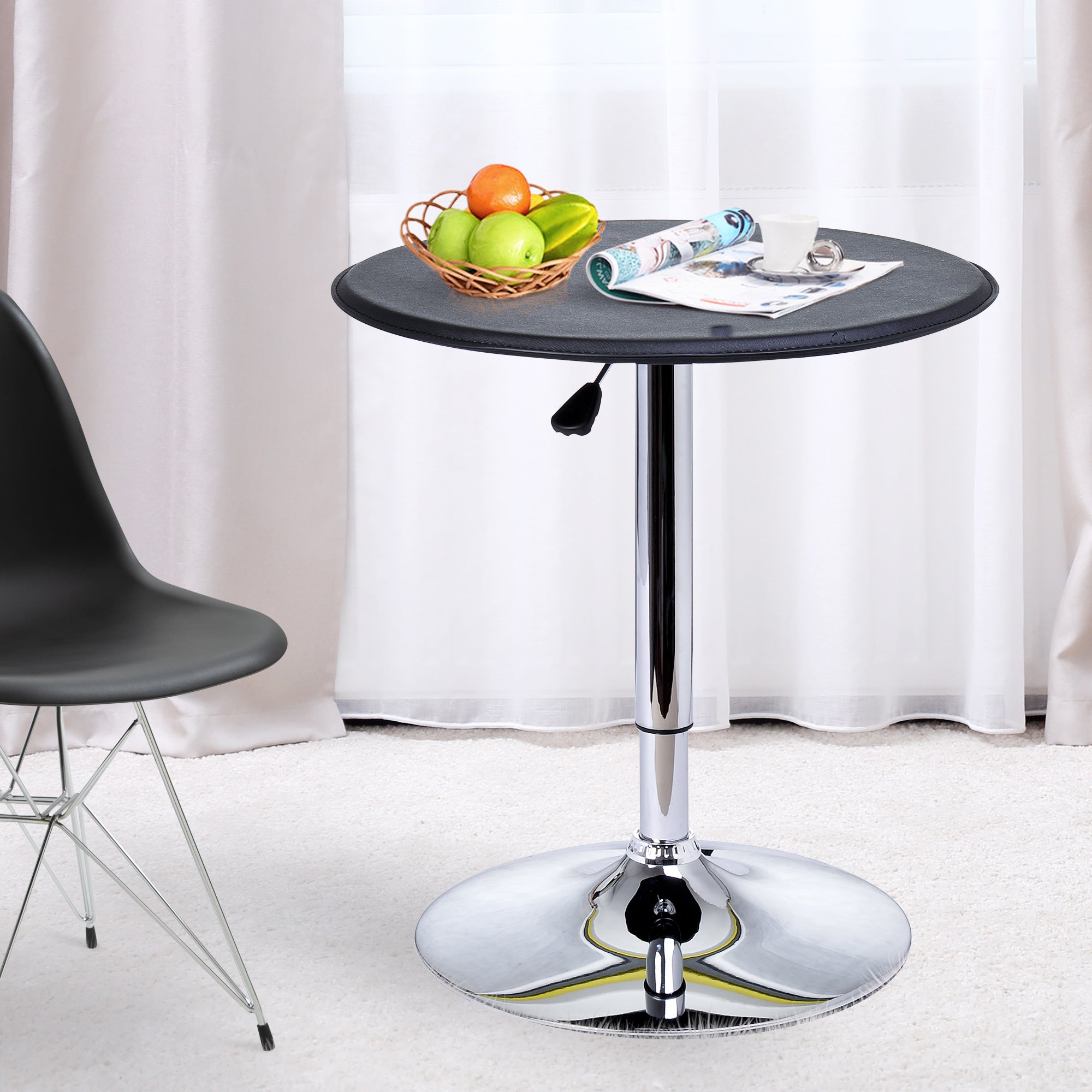 Mesa de Bar com Altura Ajustável Ø63x67-93 cm - Cor Preto