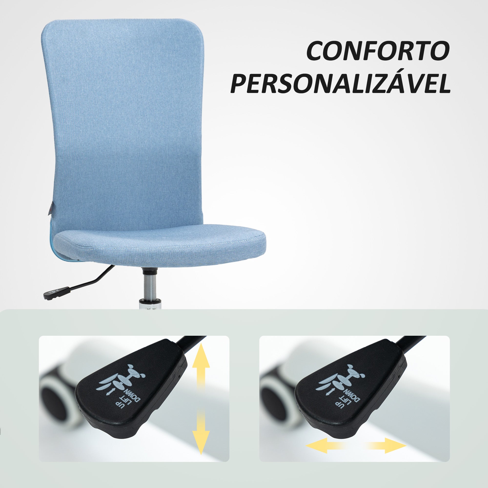 Cadeira de Escritório Azul 53x43x85-93 cm | Estofada em Linho Sintético