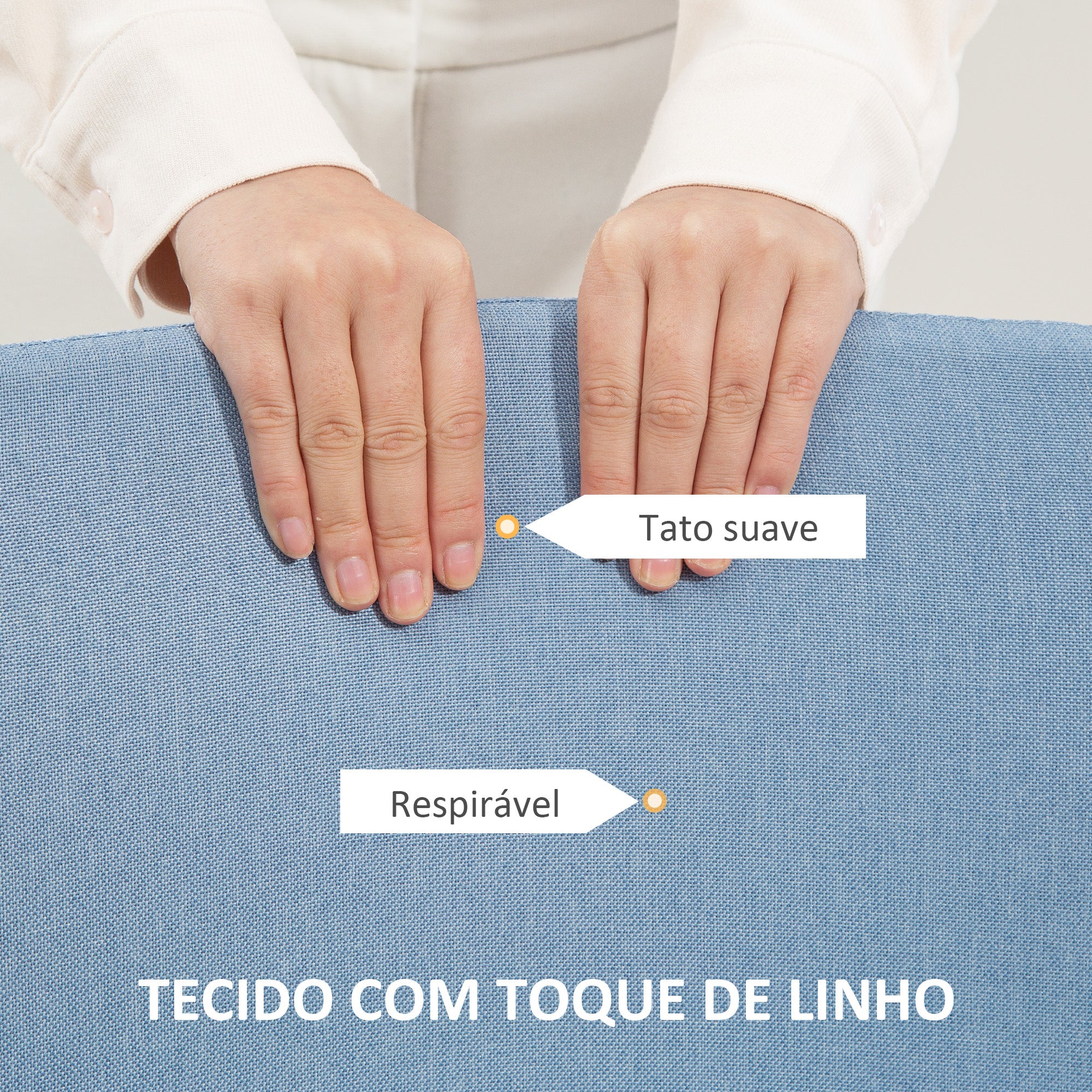 Cadeira de Escritório Azul 53x43x85-93 cm | Estofada em Linho Sintético