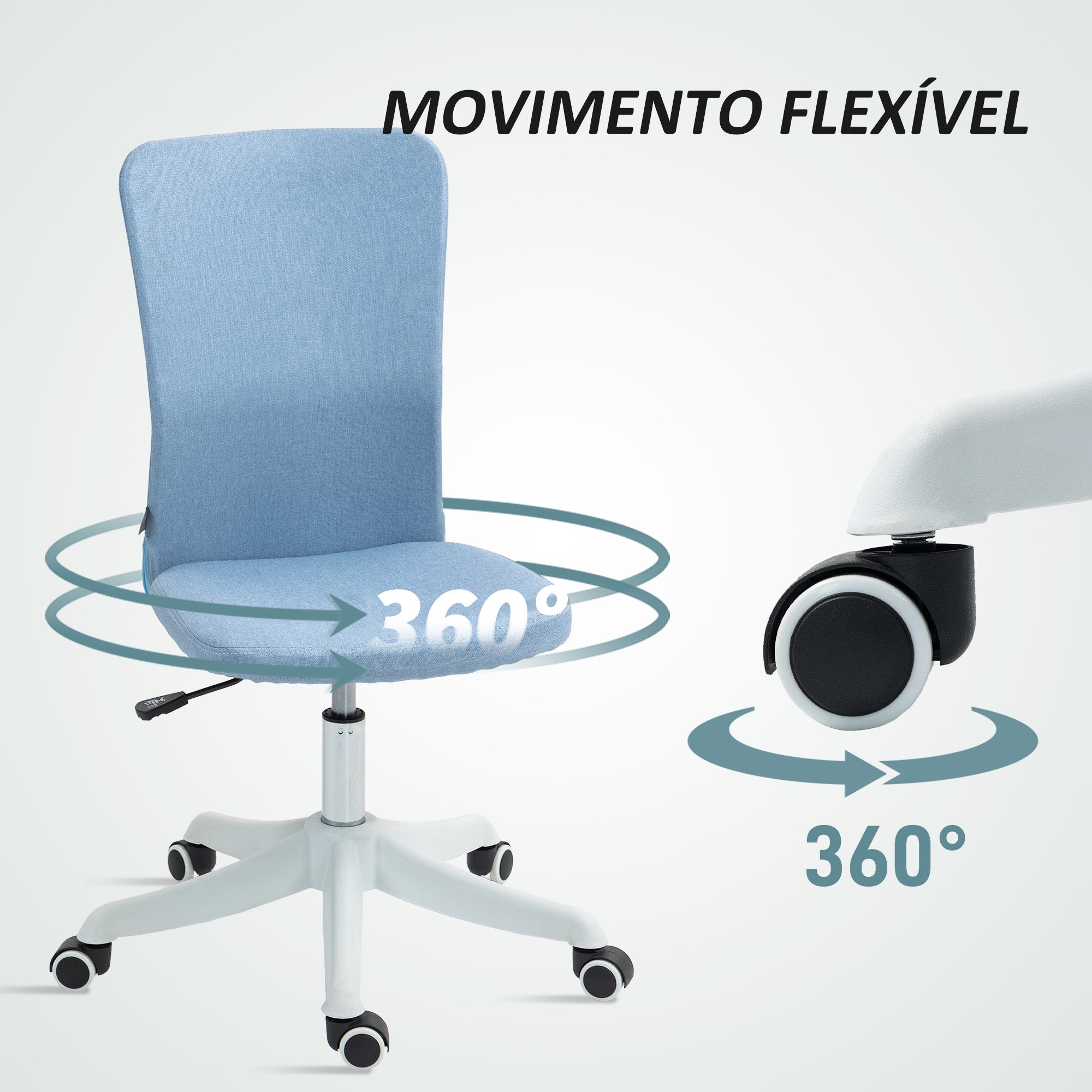 Cadeira de Escritório Azul 53x43x85-93 cm | Estofada em Linho Sintético