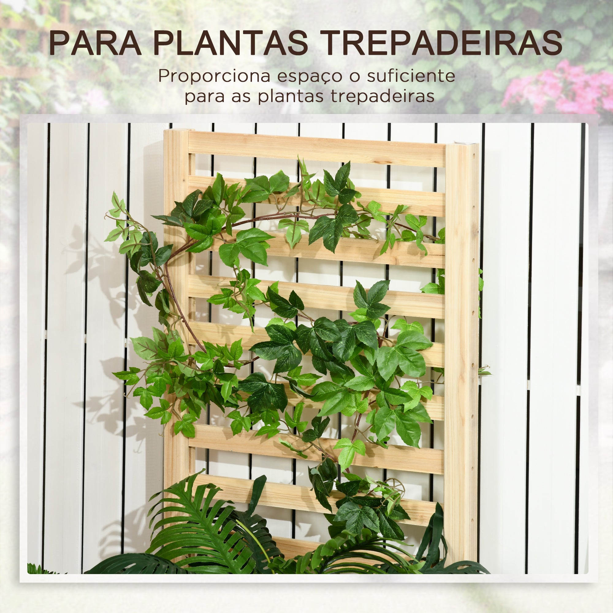 Floreira de Madeira Natural 230x60x110 cm - Ideal para Plantas Trepadeiras