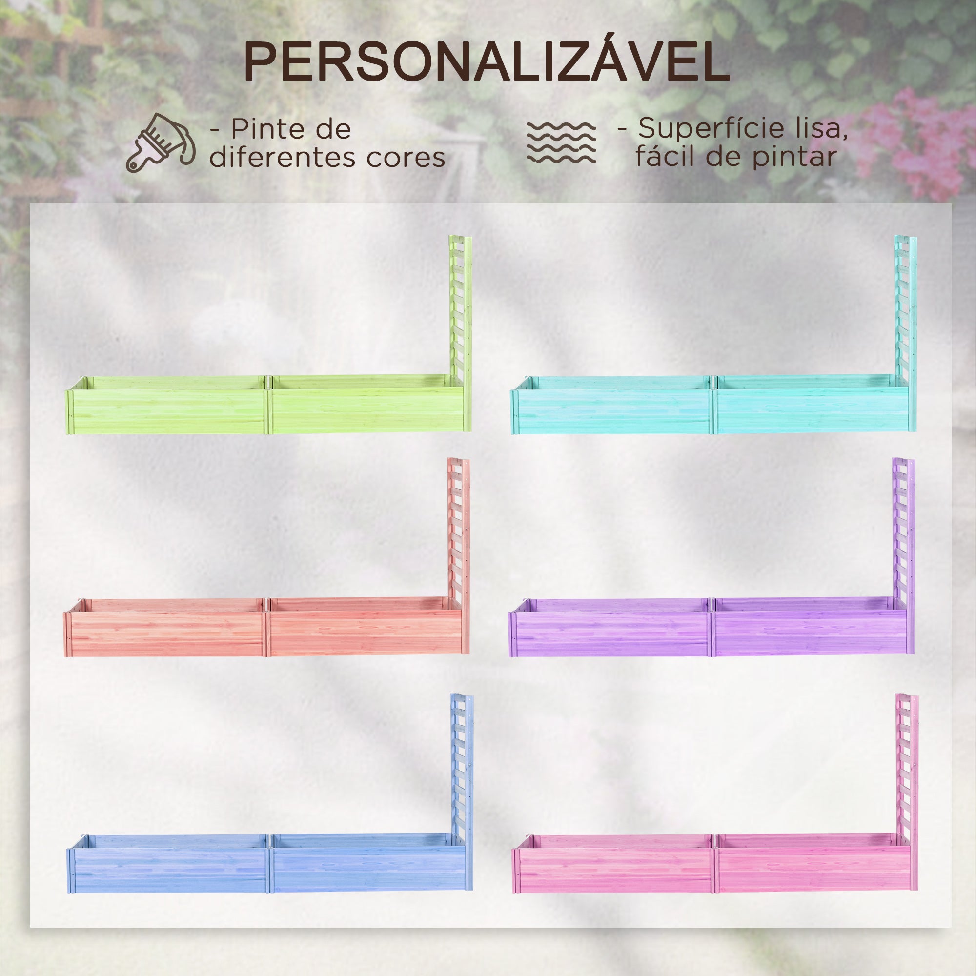 Floreira de Madeira Natural 230x60x110 cm - Ideal para Plantas Trepadeiras