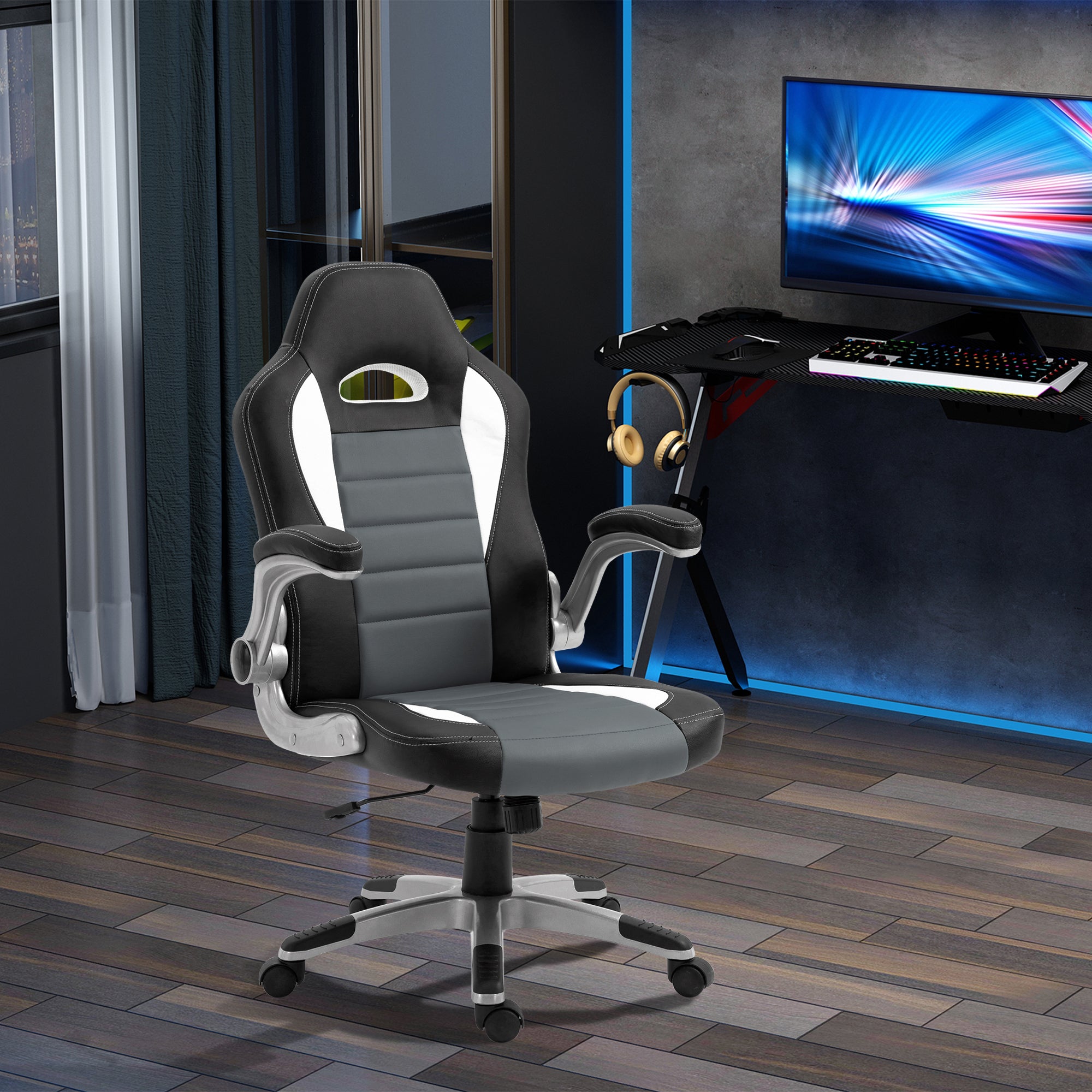 Cadeira de Escritório Ergonômica Cinza 65x69x112-122 cm