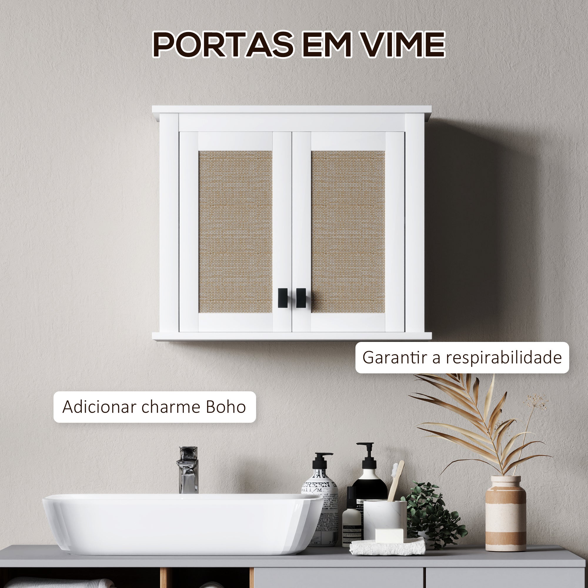 Armário de Parede para Casa de Banho Branco 60x19,5x49,4 cm