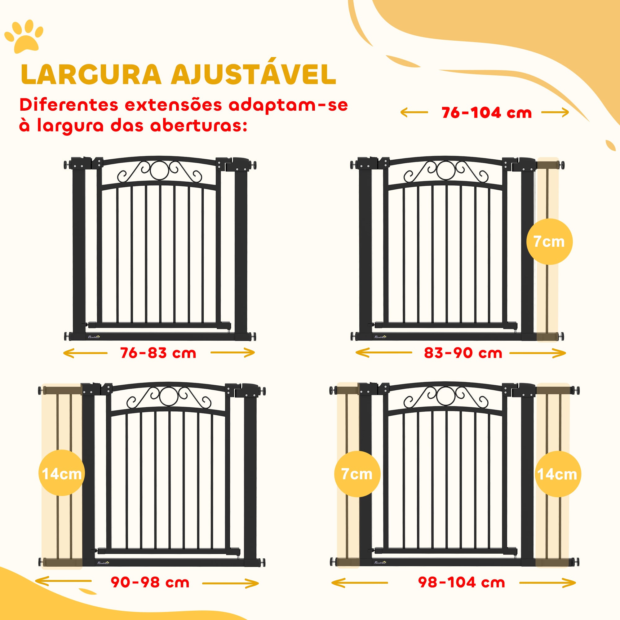 Barreira de Segurança Extensível 76-102 cm Preto