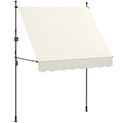 Toldo Manual Retrátil 200x120 cm Creme Branco - Altura Ajustável 210-310 cm