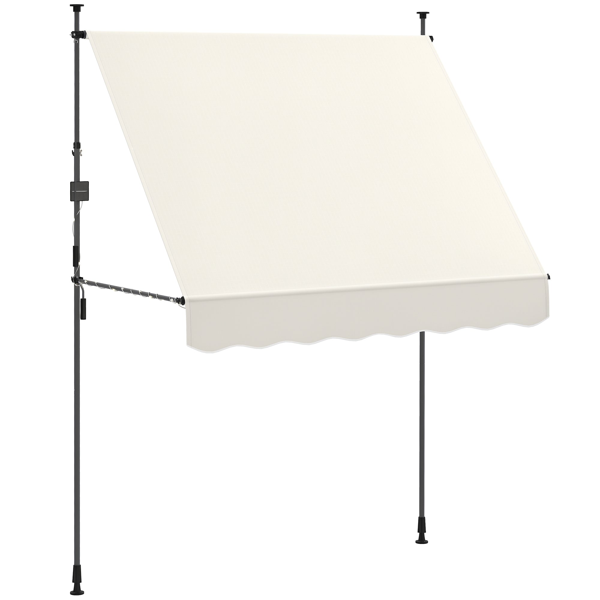 Toldo Manual Retrátil 200x120 cm Creme Branco - Altura Ajustável 210-310 cm
