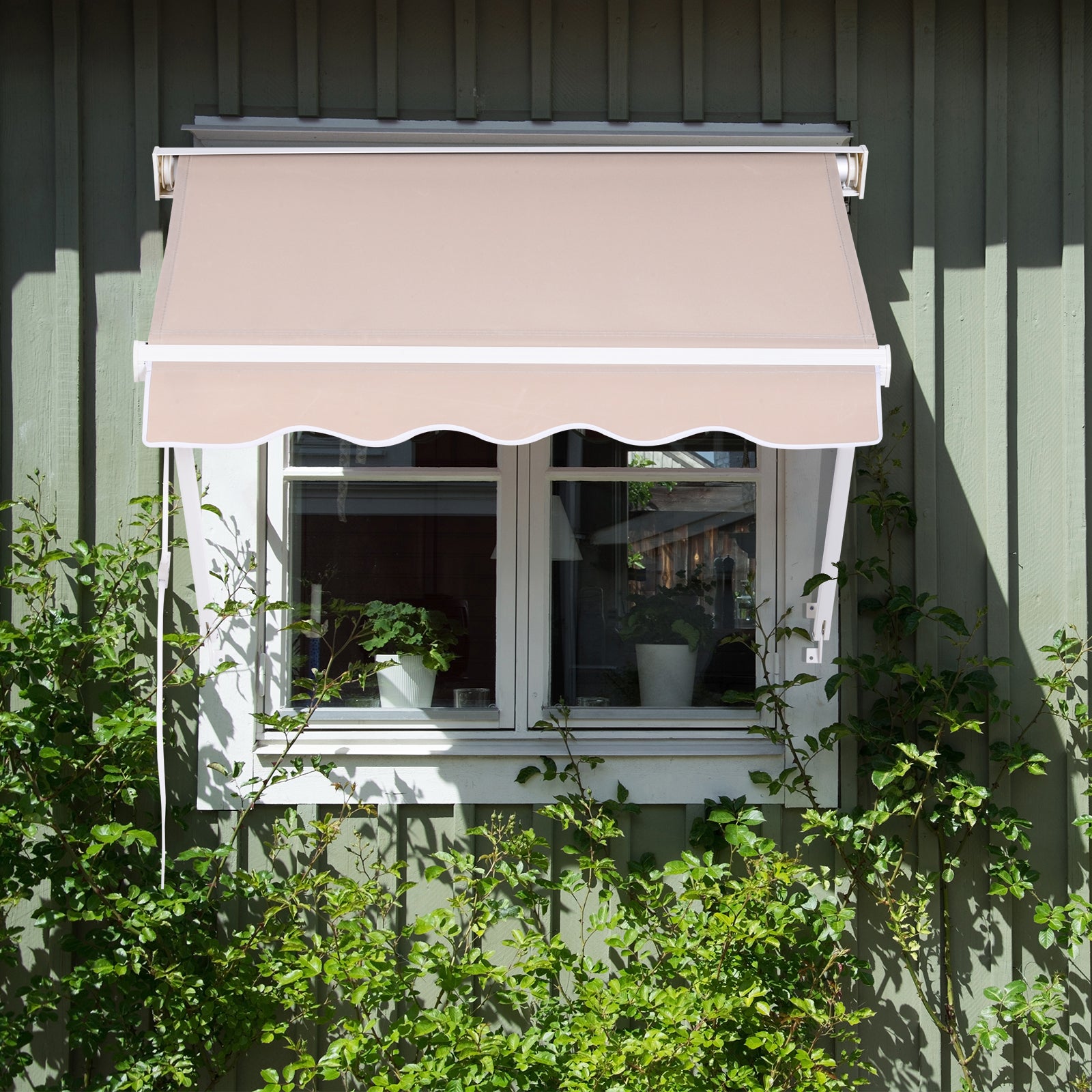 Toldo de Porta ou Janela Braços Dobráveis 120x70cm Bege