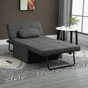 Sofá Cama Individual Estofado em Linho 95x189x43cm - Cinzento