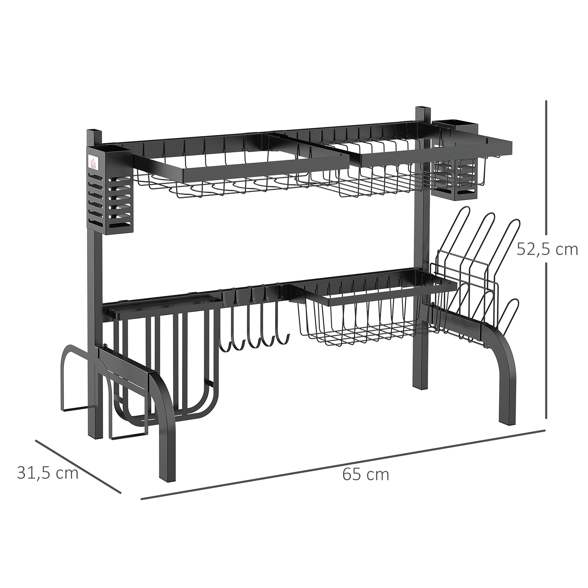 Escorredor de Louça 2 Níveis – 65x31,5x52,5cm – Preto – Aço