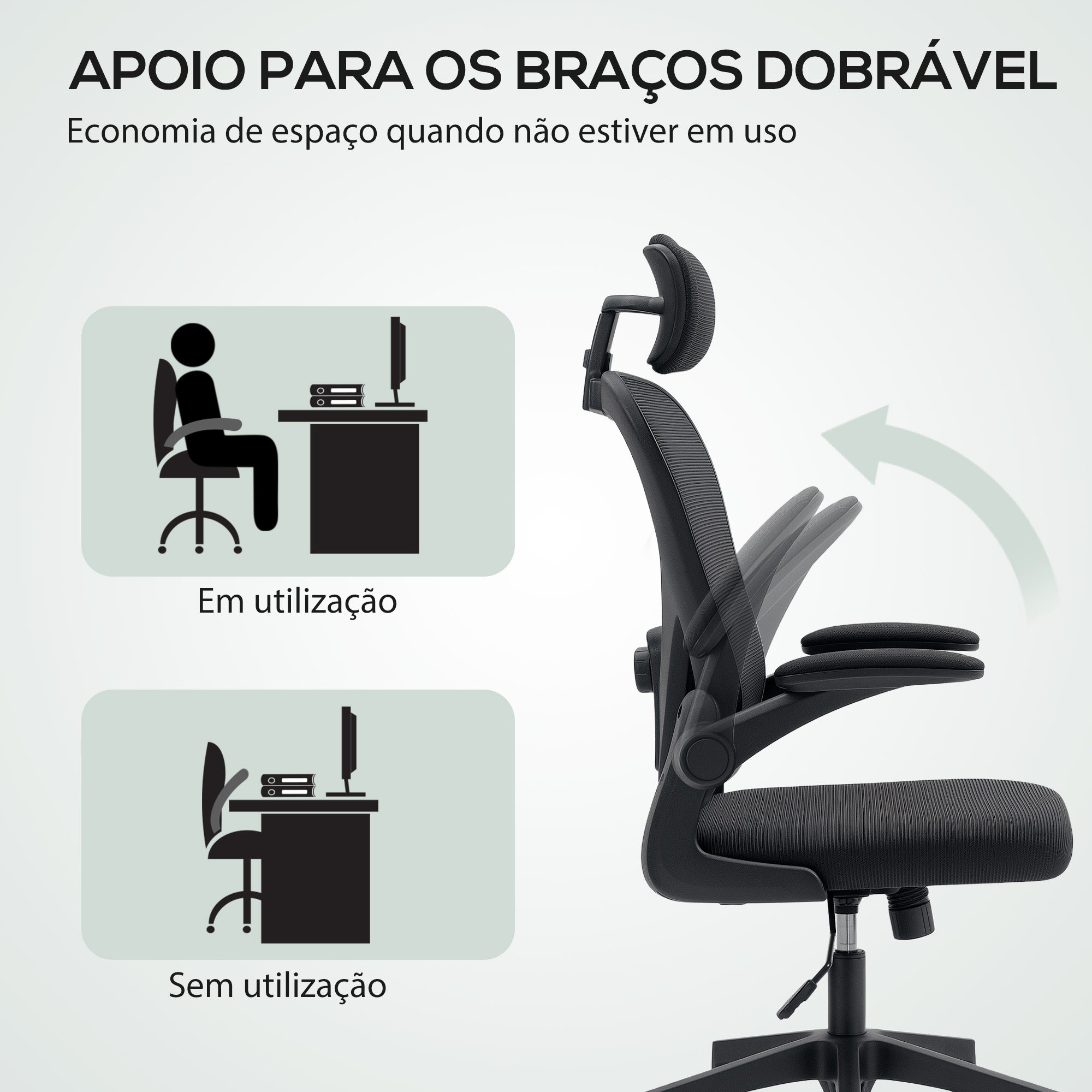 Cadeira de Escritório em Malha Transpirável Preto 58x63x115-125 cm