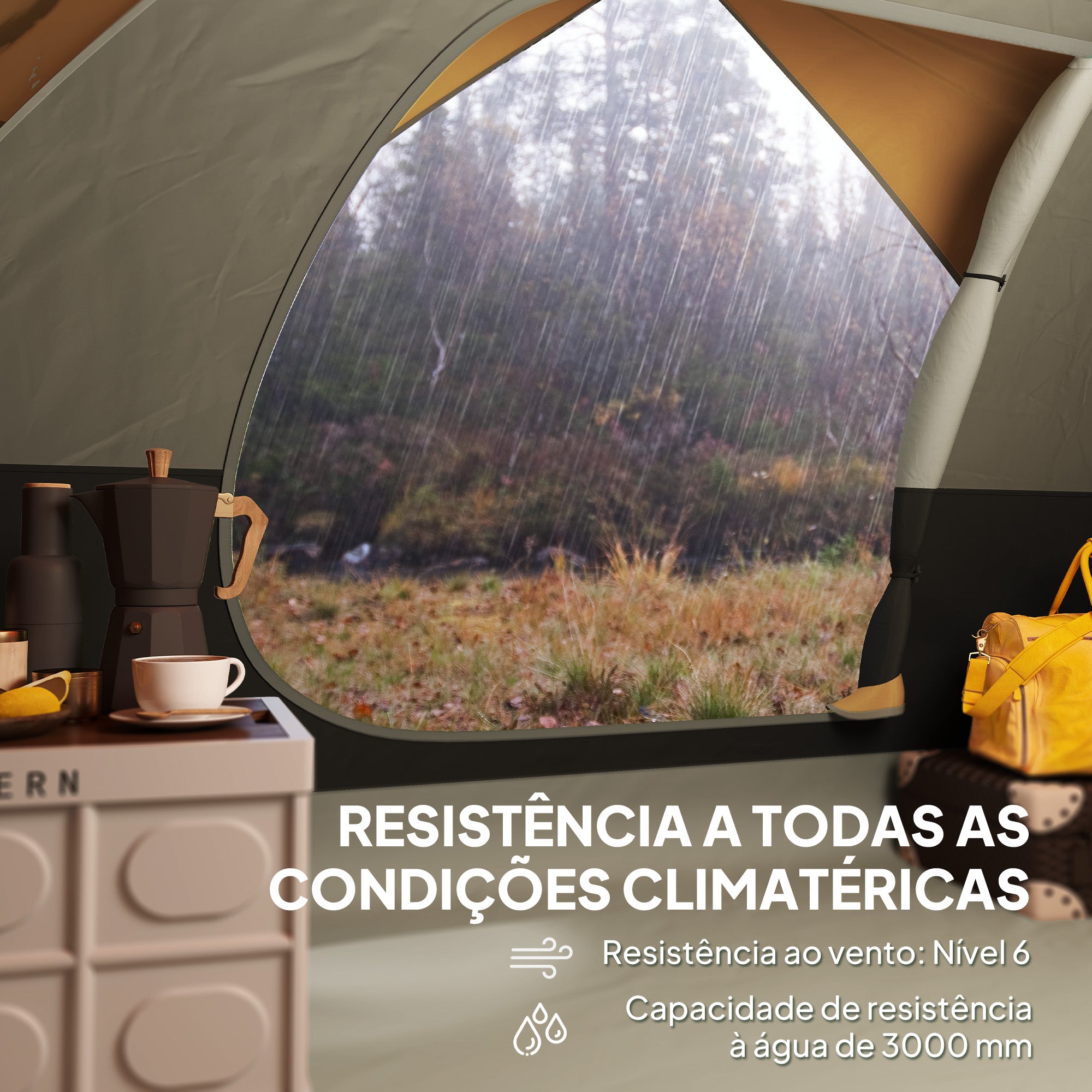 Tenda de Campismo 2-3 Pessoas 205x275x135 cm Laranja e Cinzento