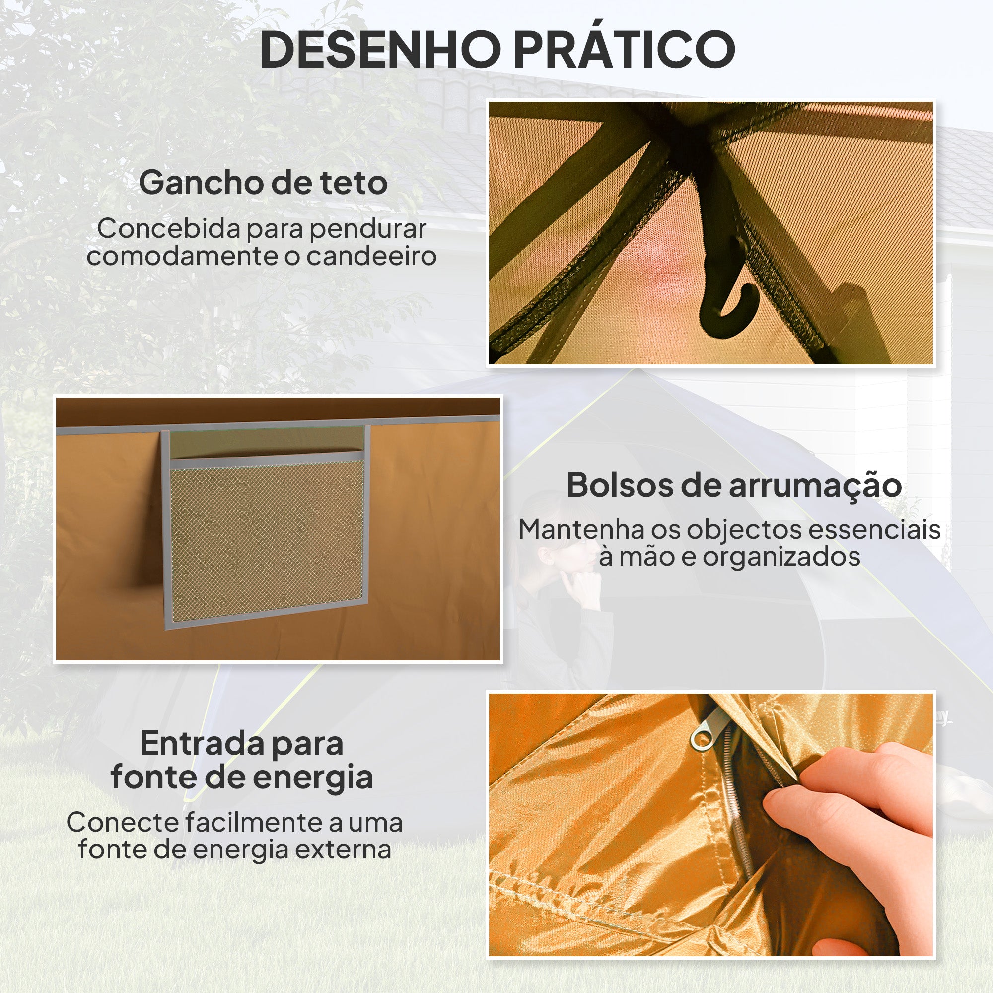 Tenda de Campismo 2-3 Pessoas 205x275x135 cm Laranja e Cinzento