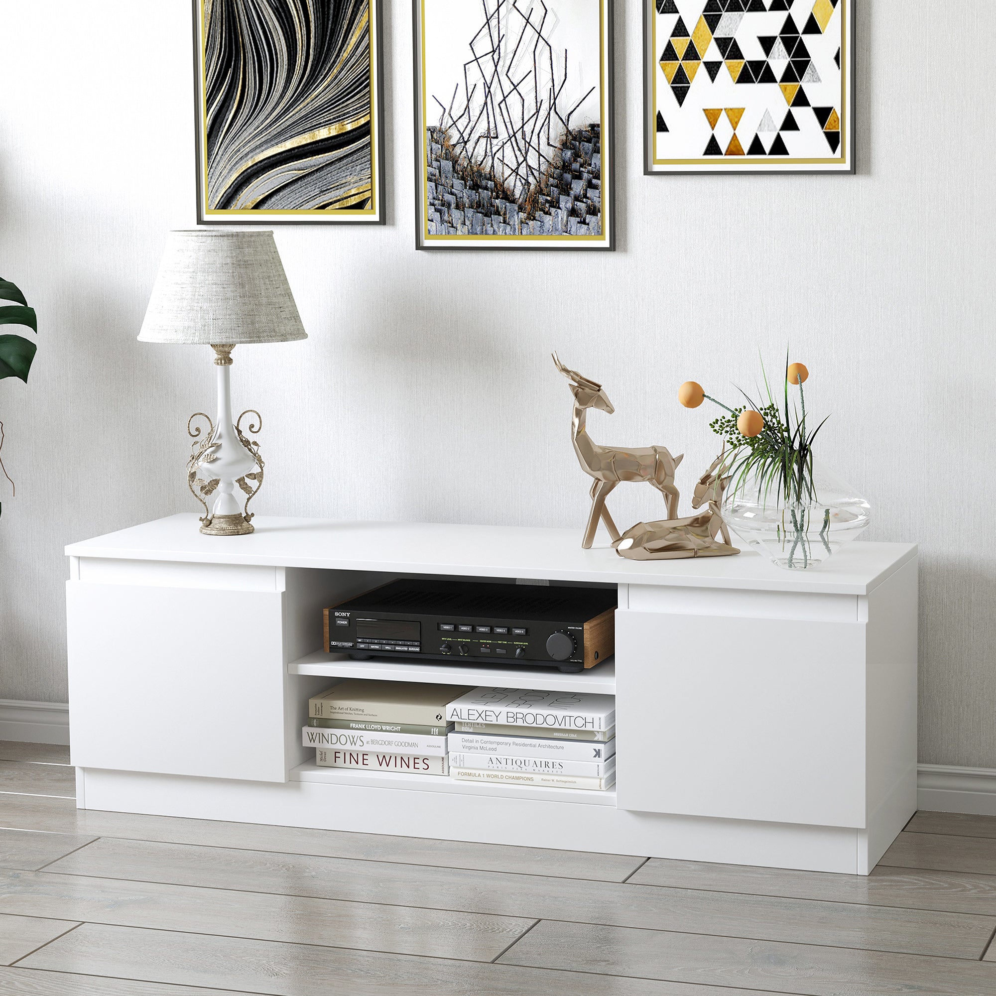 Móvel de TV Moderno Branco 120x39,5x40 cm