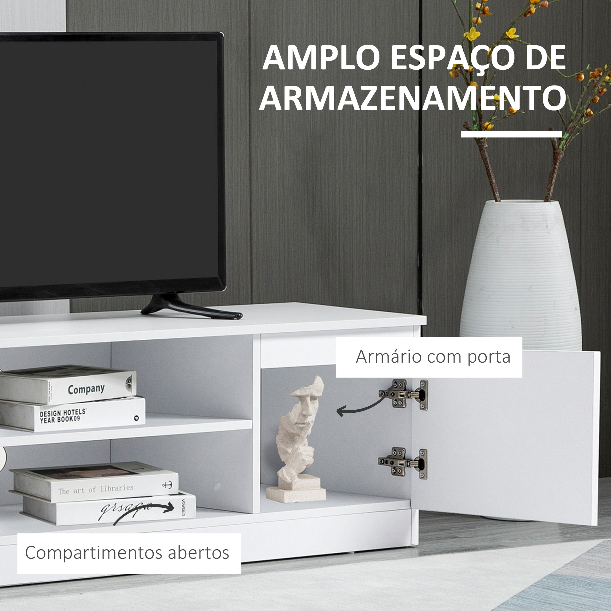Móvel de TV Moderno Branco 120x39,5x40 cm