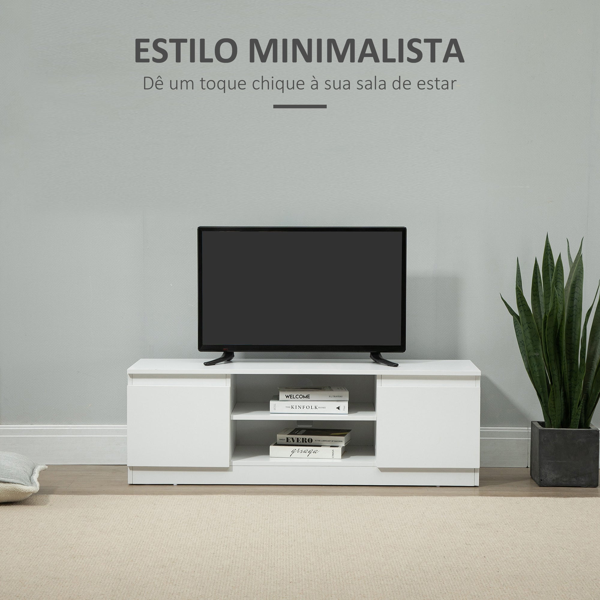 Móvel de TV Moderno Branco 120x39,5x40 cm