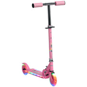 Trotinete Infantil com Luzes e Música 4 Alturas Ajustável 67x32x65-78 cm - Rosa