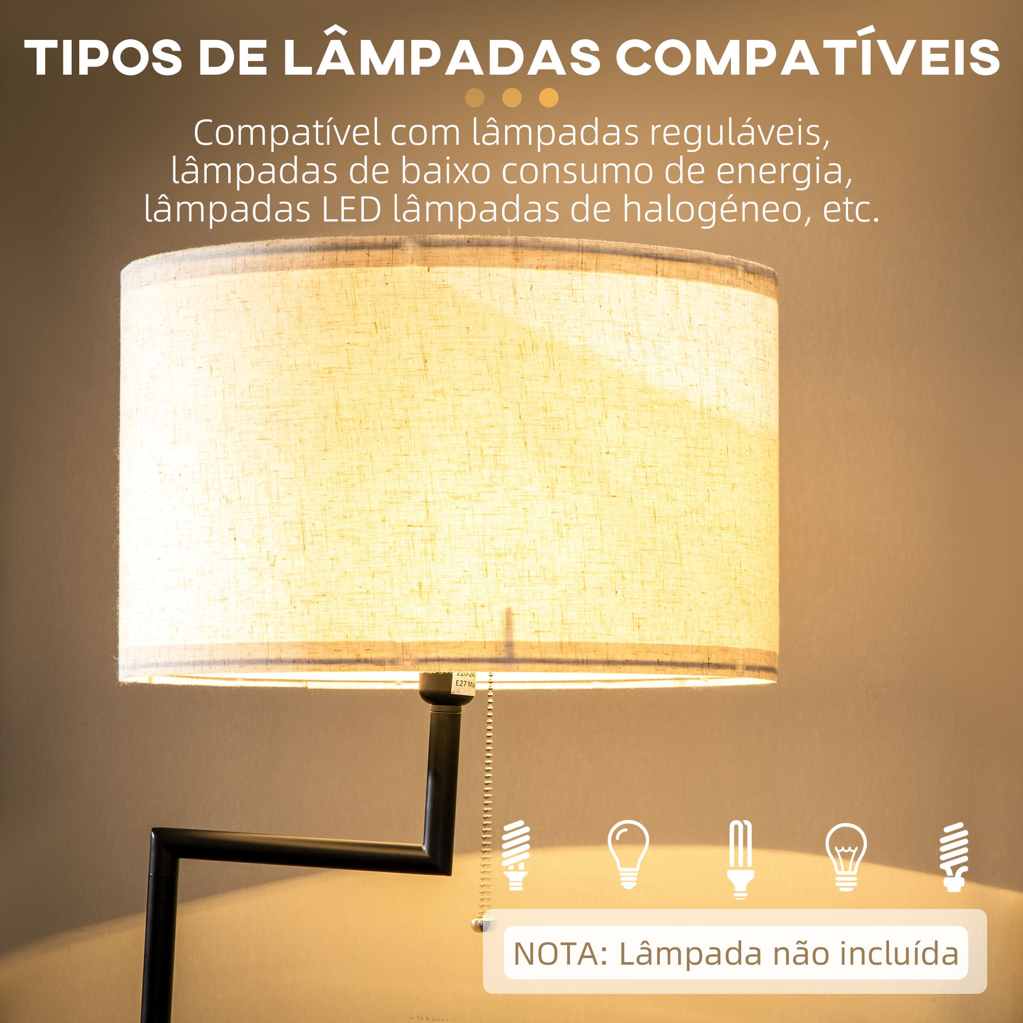 Candeeiro de Pé com Prateleira e Carregador USB – Ø40x168cm – Preto e Madeira