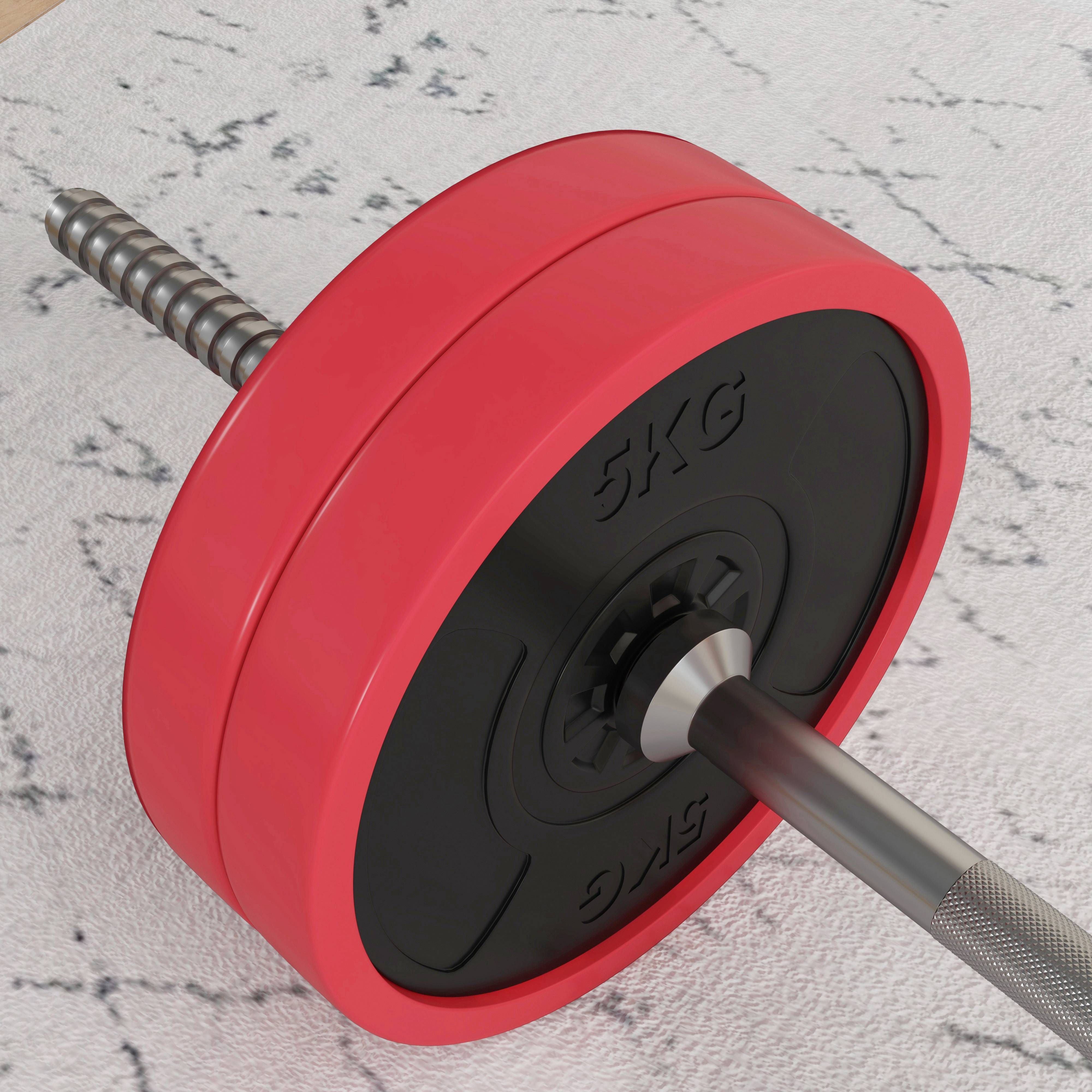 Conjunto de Barra de Pesos – 30 kg – Vermelho – Metal e Plástico