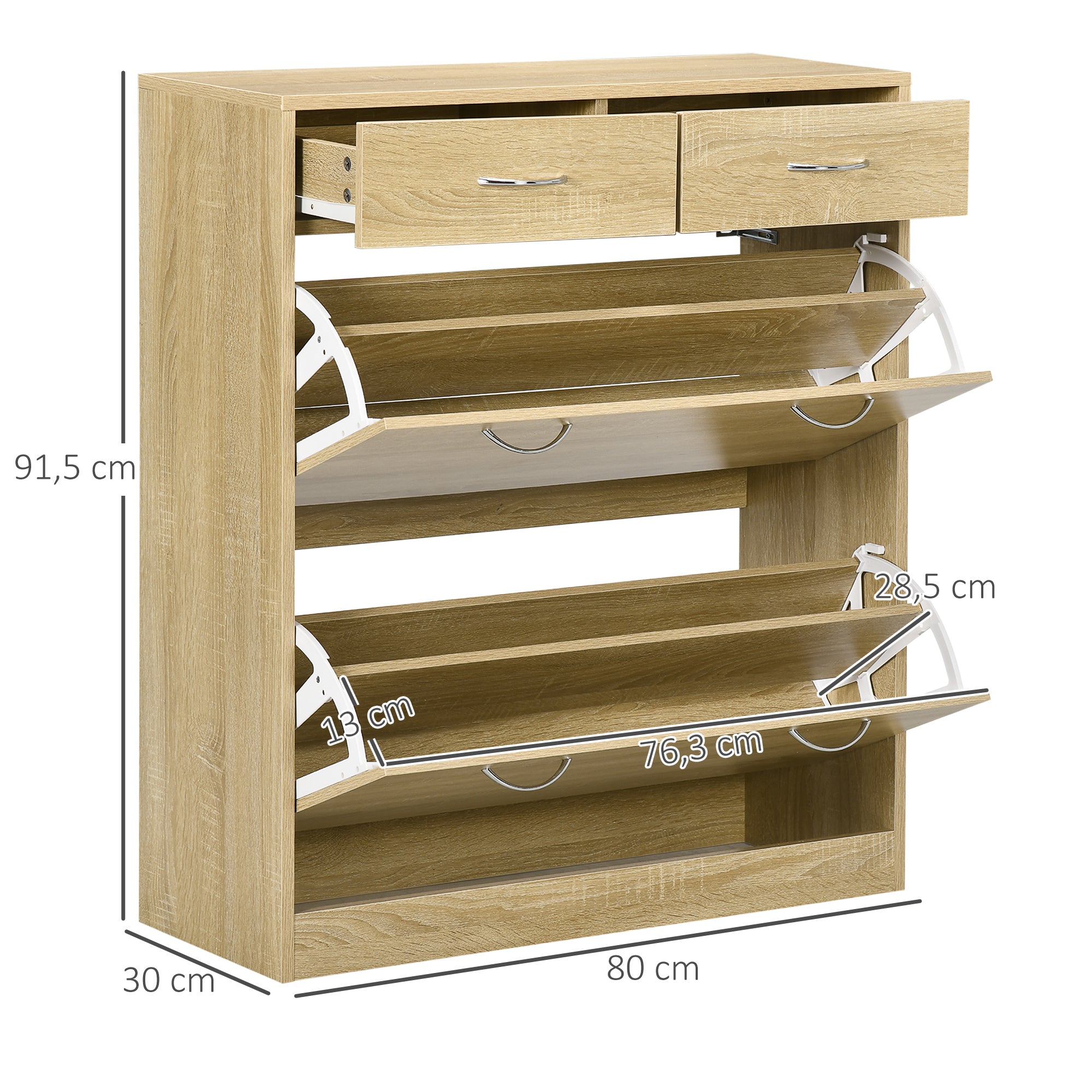 Sapateira Móvel Estreita – 80x30x91,5 cm – Cor de Carvalho – Melamina