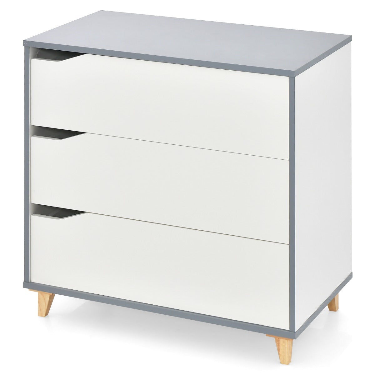 Cómoda de 3 Gavetas Mesinhas de Cabeceira com Pegas Integradas Dispositivo Antivuelco para Corredor Entrada Quarto 75 x 42 x 75 cm Branco