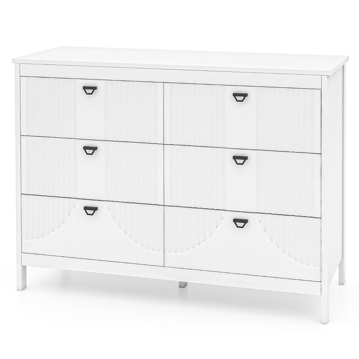 Cómoda de 6 Gavetas Moderna Armário de Arrumação para Casa Antiqueda Gabinete Lateral para Cozinha Quarto Escritório Branco