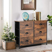 Cómoda Organizadora 6 Gavetas de Tecido Dobráveis 3 Níveis Estrutura em Aço para Sala de Estar Quarto 80 x 30 x 63 cm Castanho