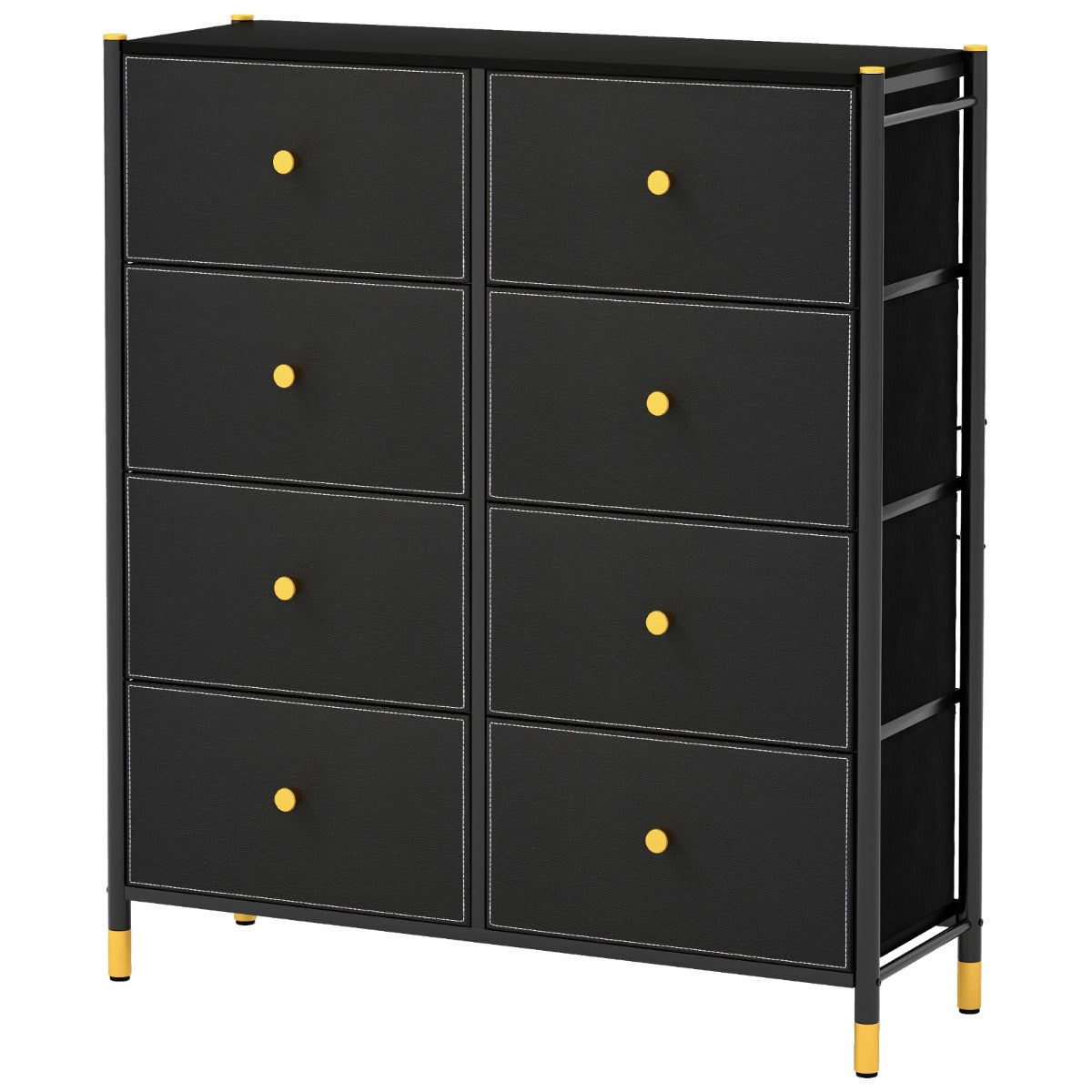 Cómoda com 8 Gavetas Estrutura em Metal Móvel de Armazenamento em Tecido para Quarto, Sala de Estar e Corredor 89 x 30 x 98 cm Preto