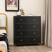 Cómoda com 8 Gavetas Estrutura em Metal Móvel de Armazenamento em Tecido para Quarto, Sala de Estar e Corredor 89 x 30 x 98 cm Preto