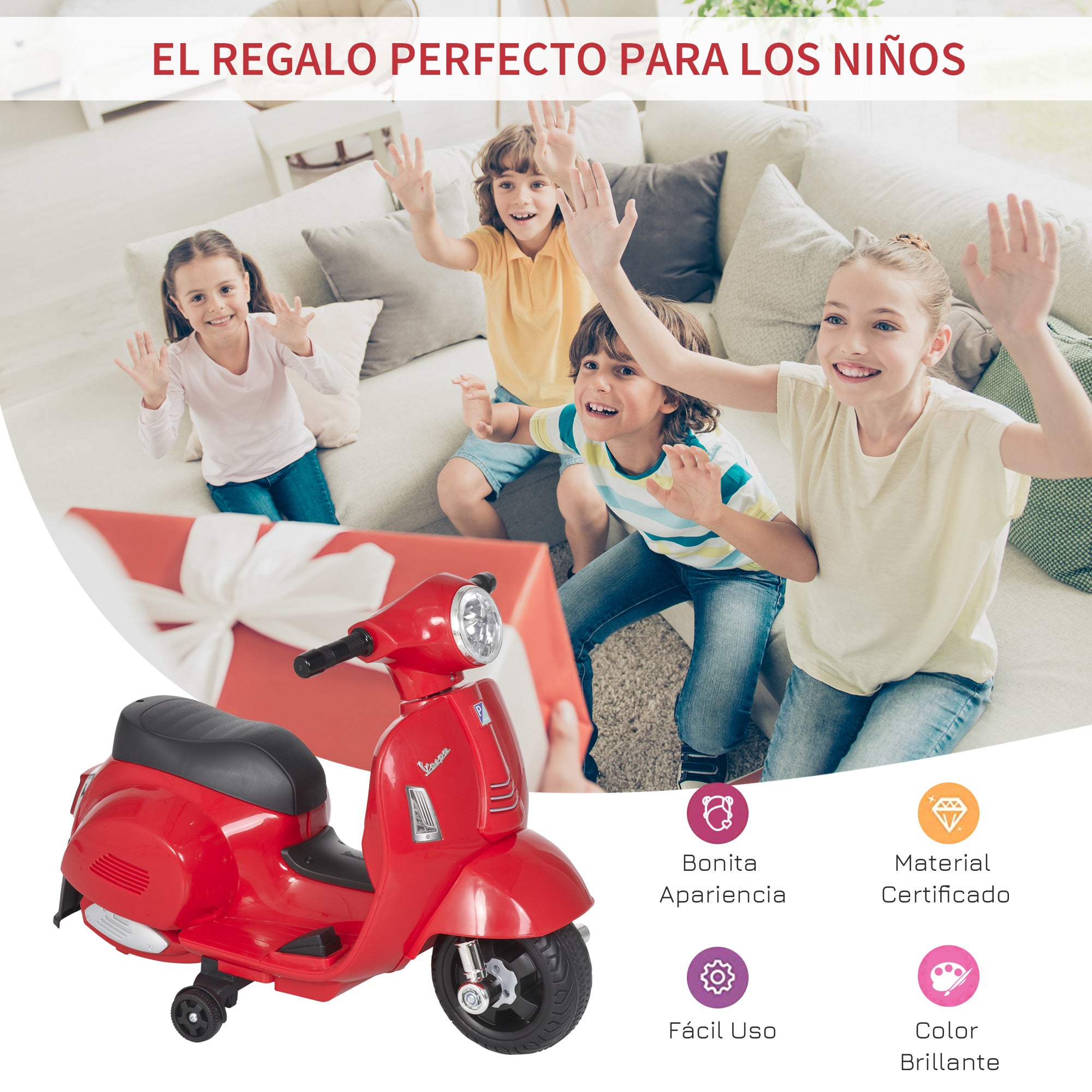 Mota Elétrica Infantil Licenciada - 66,5x38x52 cm - Vermelho