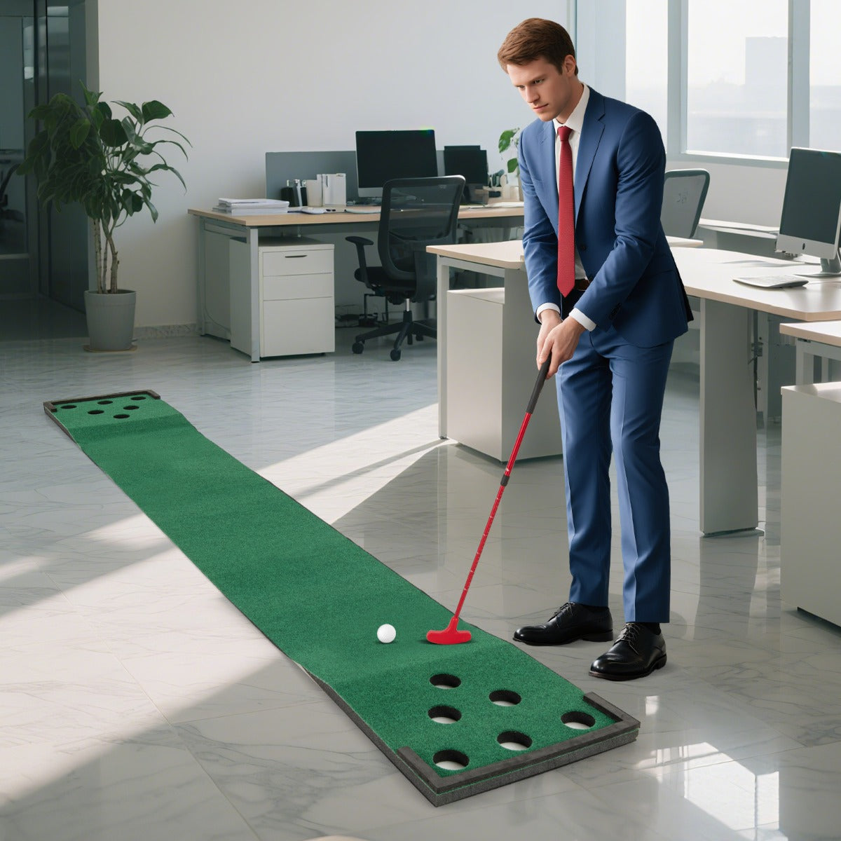 Tapete de Putting de Golf – 332 cm – Verde – Poliéster