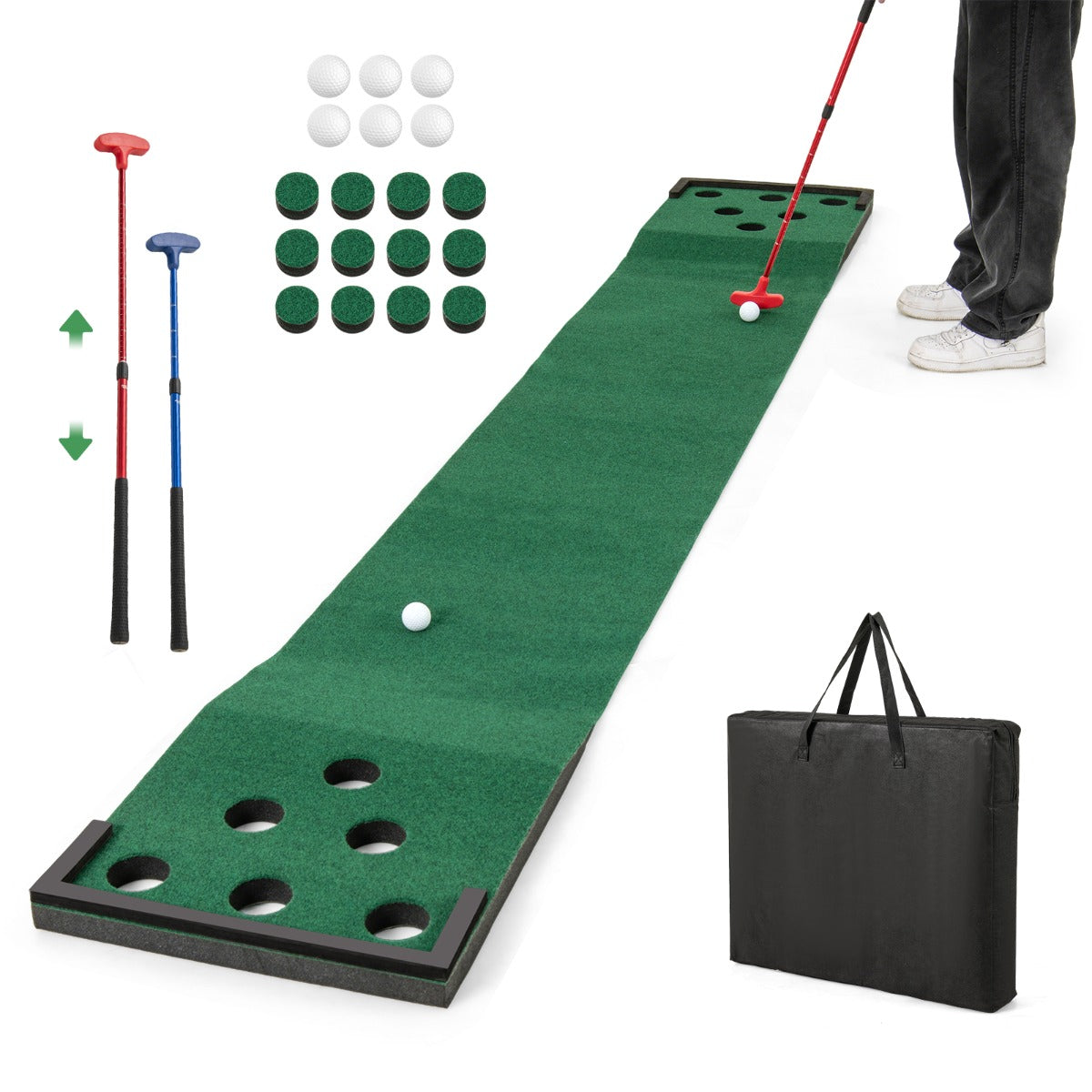 Tapete de Putting de Golf – 332 cm – Verde – Poliéster