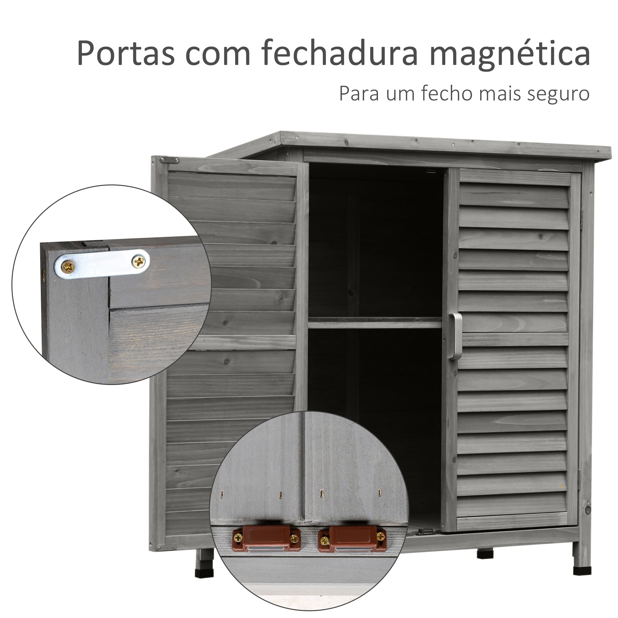 Armário de Jardim com 2 Prateleiras Cinza 87x46.5x96.5 cm