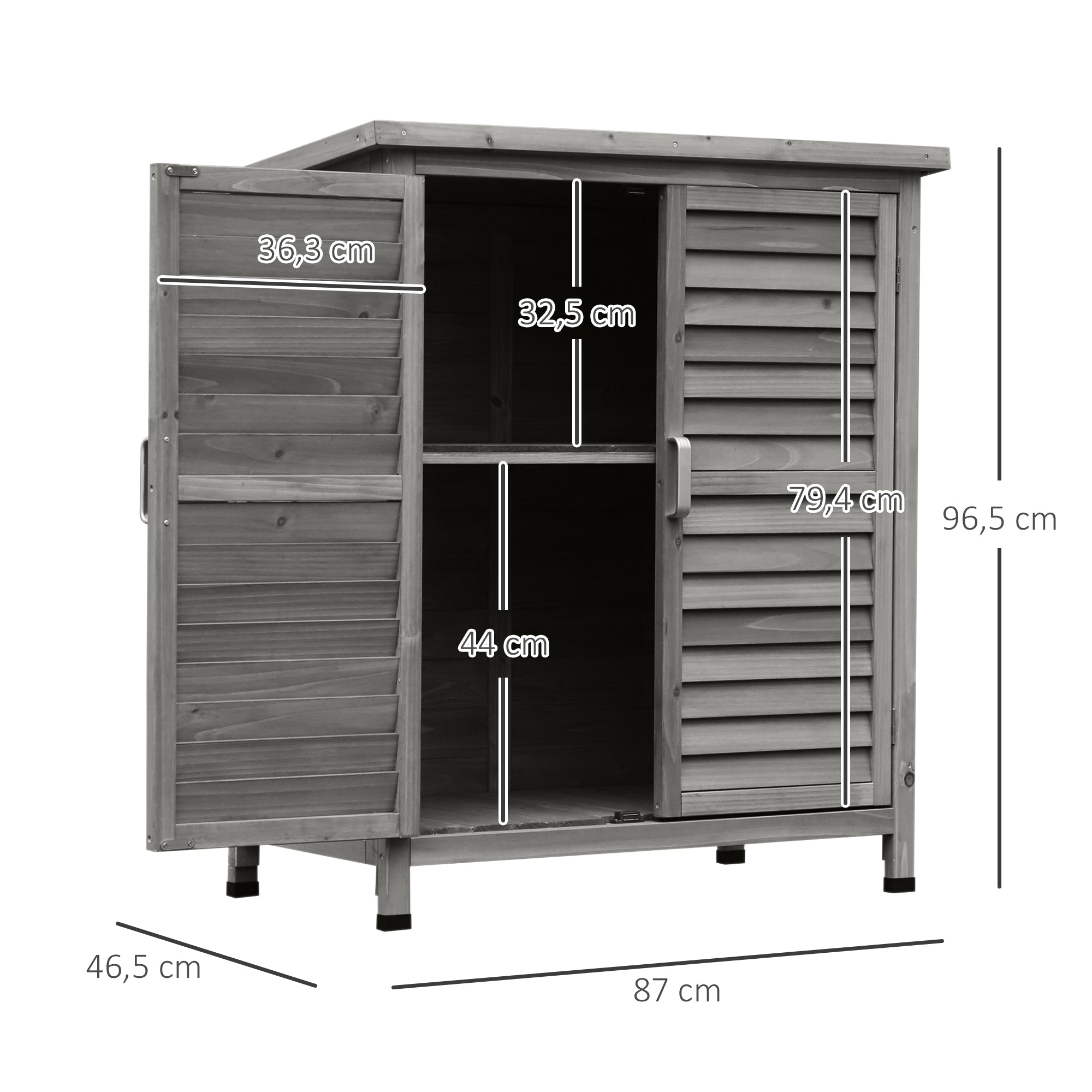 Armário de Jardim com 2 Prateleiras Cinza 87x46.5x96.5 cm