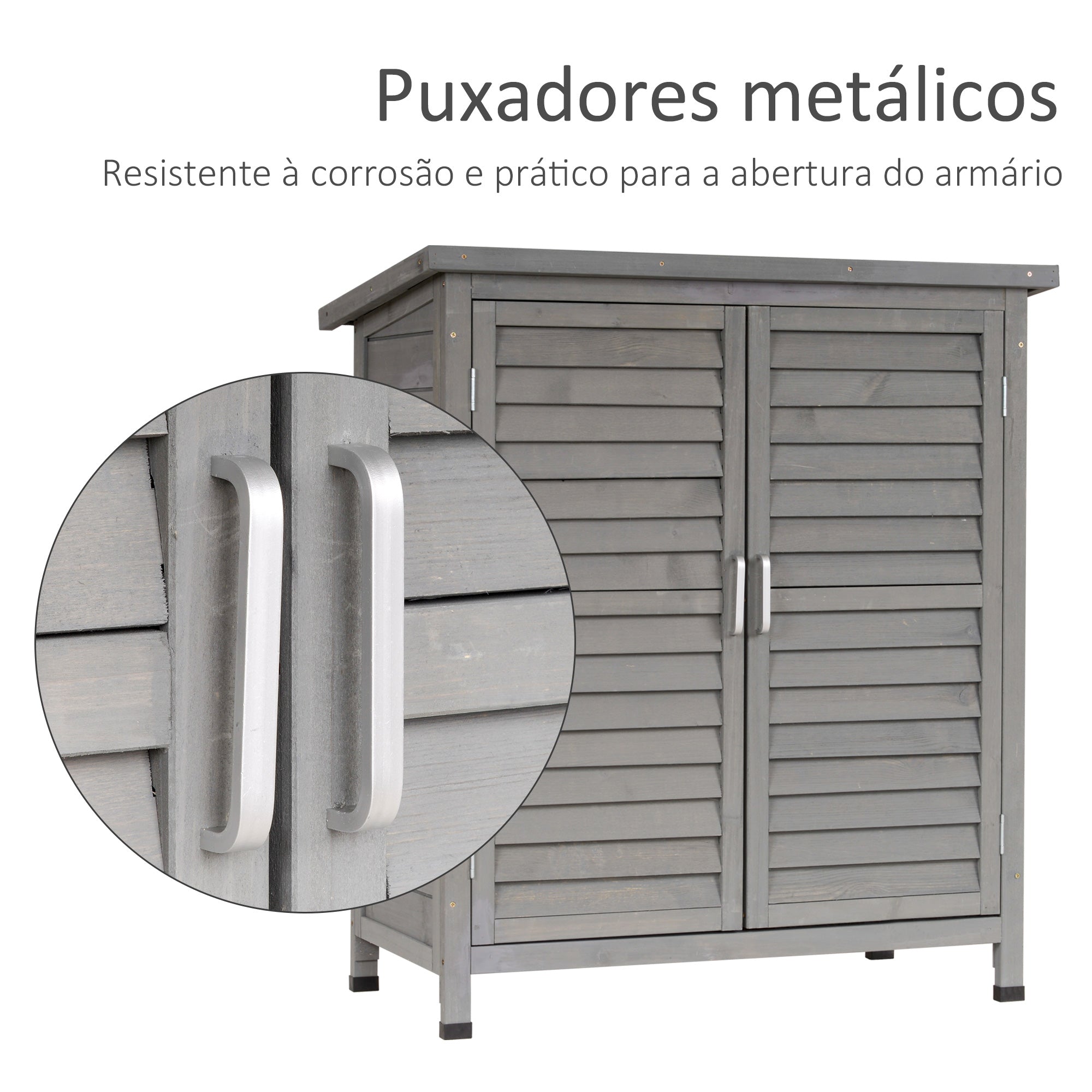 Armário de Jardim com 2 Prateleiras Cinza 87x46.5x96.5 cm