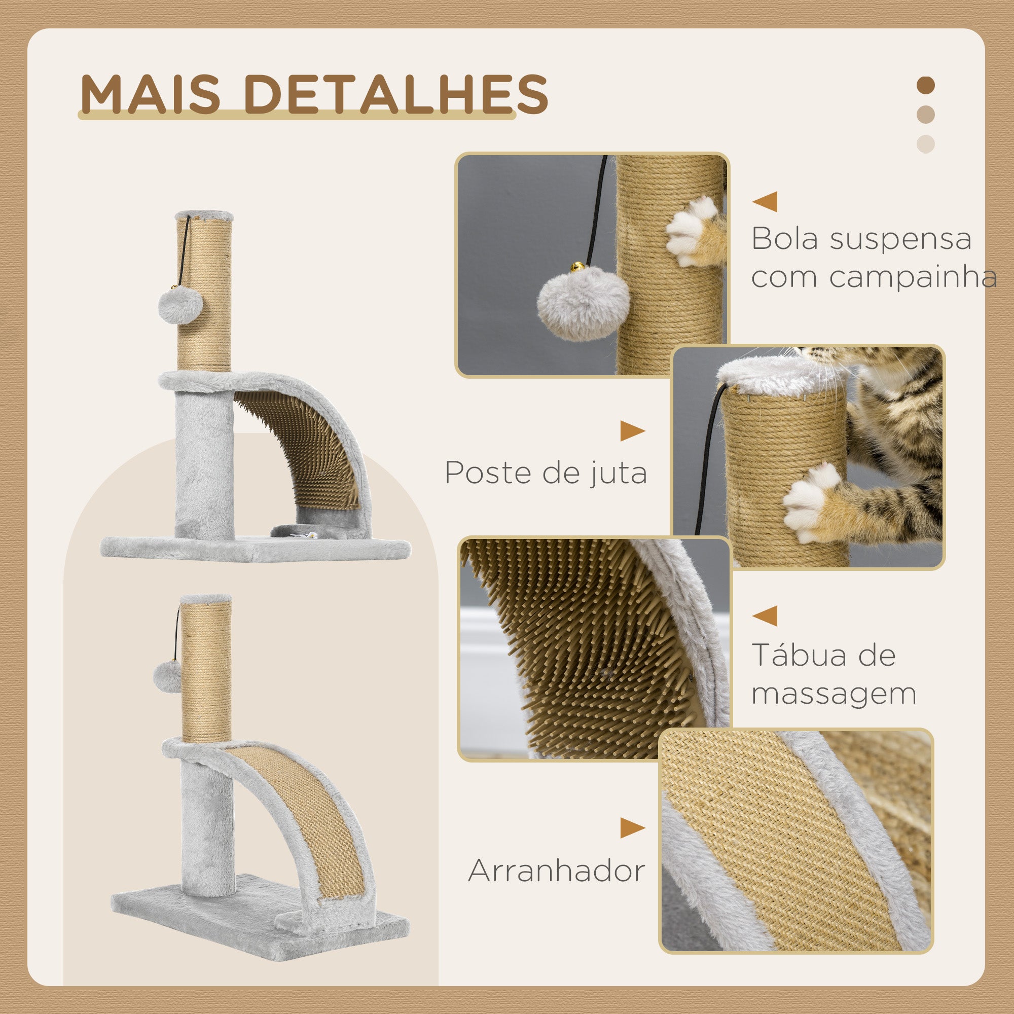 Arranhador para Gatos Altura 43 cm Cinzento