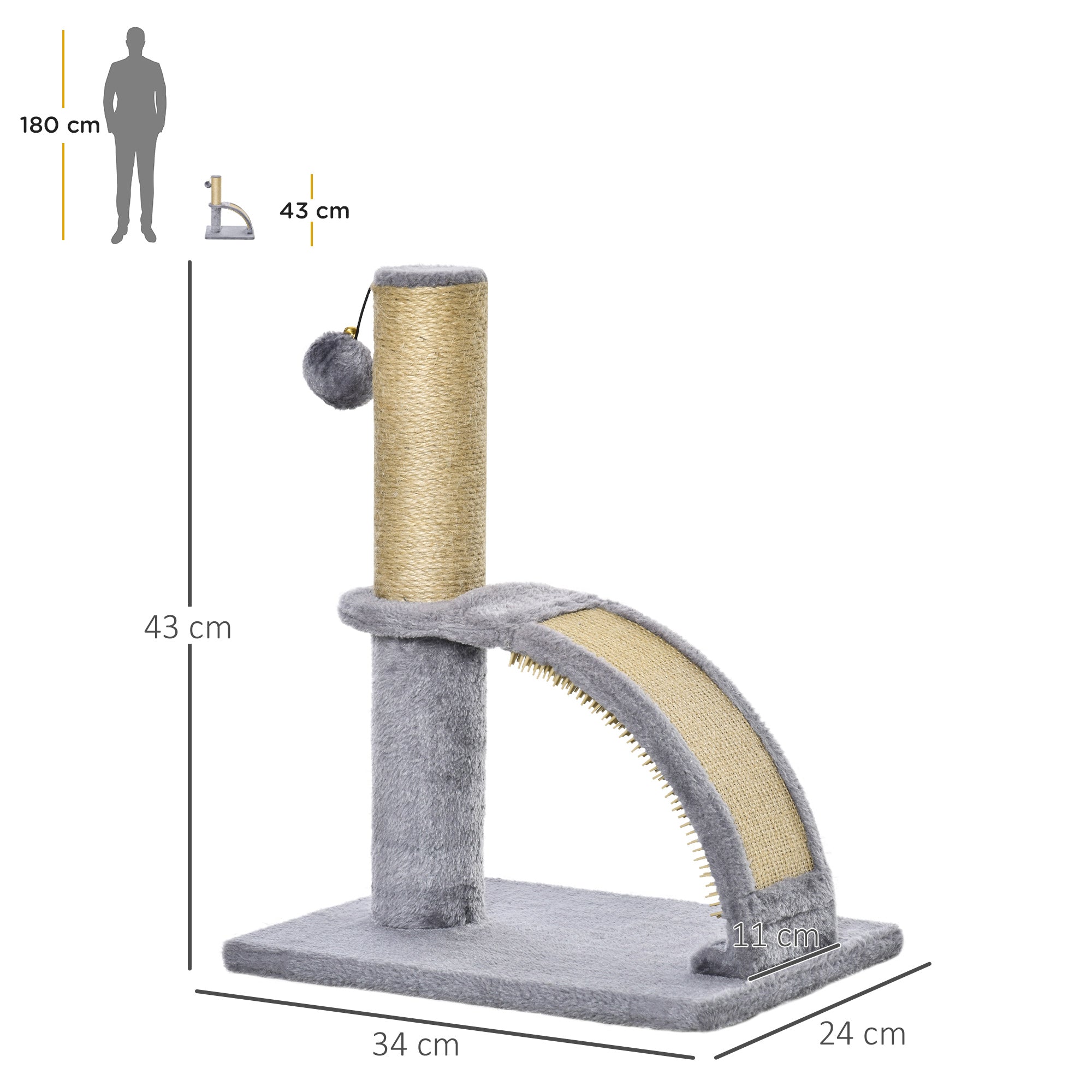 Arranhador para Gatos Altura 43 cm Cinzento