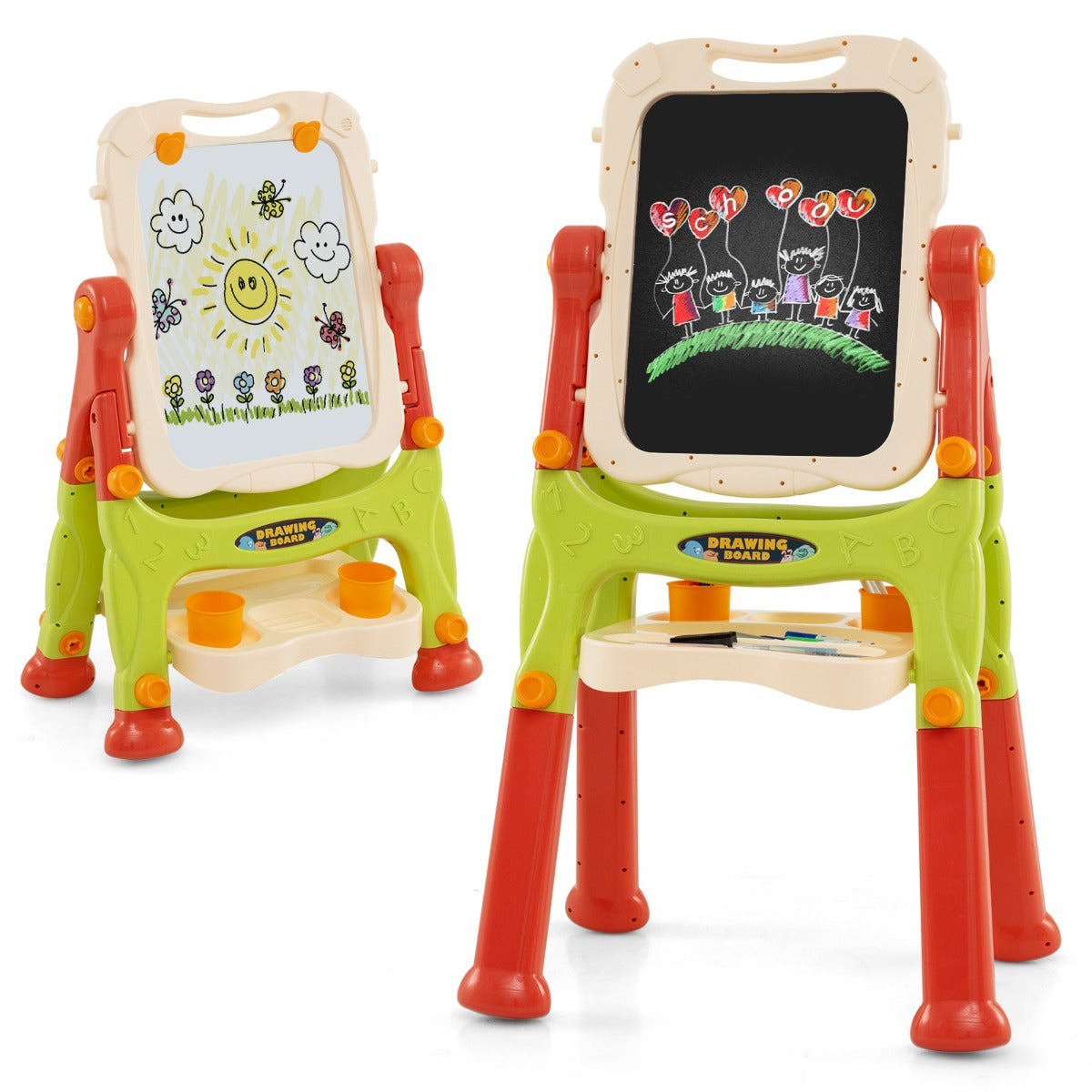 Caballete de Arte para Crianças – Ajustável em Altura – Laranja