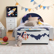 Baú de Brinquedos Estofado Organizador Infantil com Tampa Removível 75 x 36 x 38 cm Azul e Branco