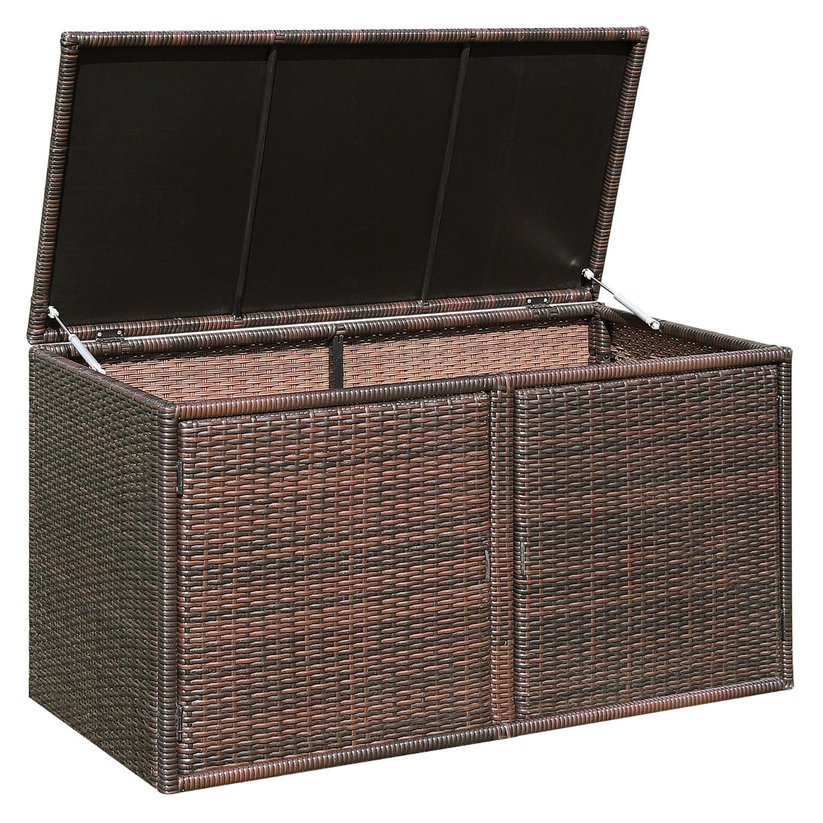 Baú de Armazenamento em Vime PE para Exterior – 115 x 60 x 65 cm – Castanho