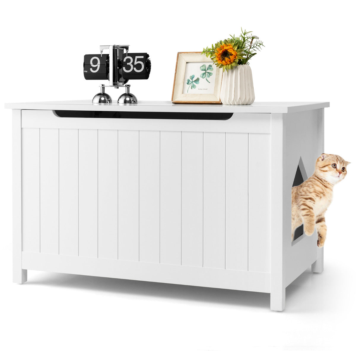 Cama de Gato e Mesa de Cabeceira 2 em 1 com Abertura Superior 80,5 x 51 x 51 cm Branco